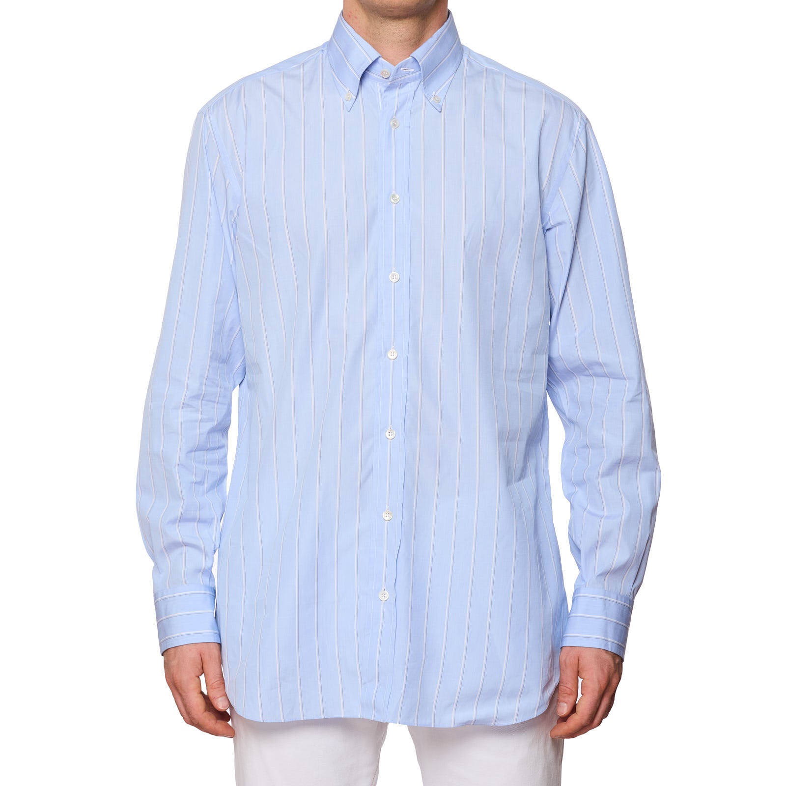 NWT $365 Brioni long sleeve button up dress shirt striped white size outlet 16.5