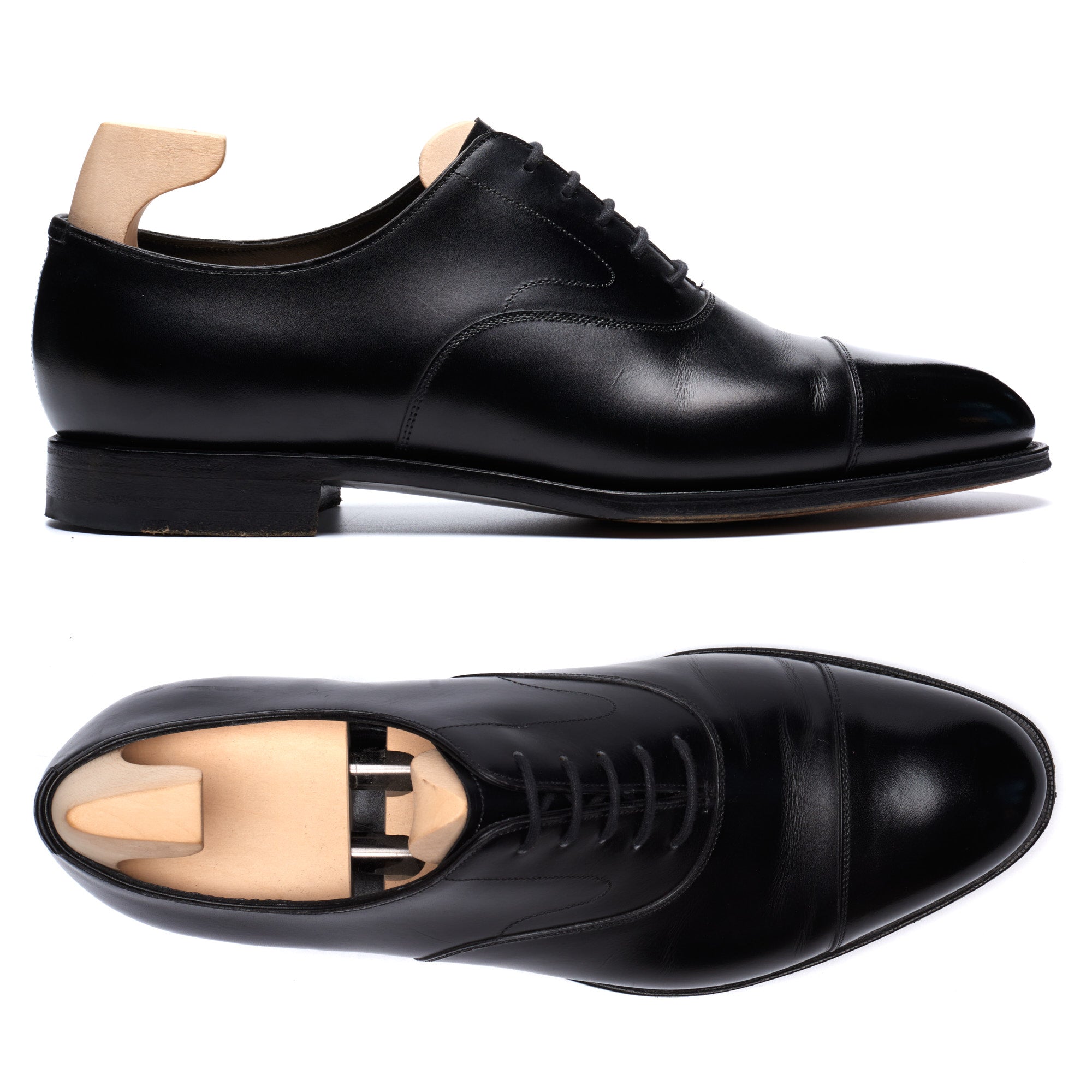 EDWARD GREEN Chelsea Black Calf Leather Oxford Dress Shoes UK 8.5