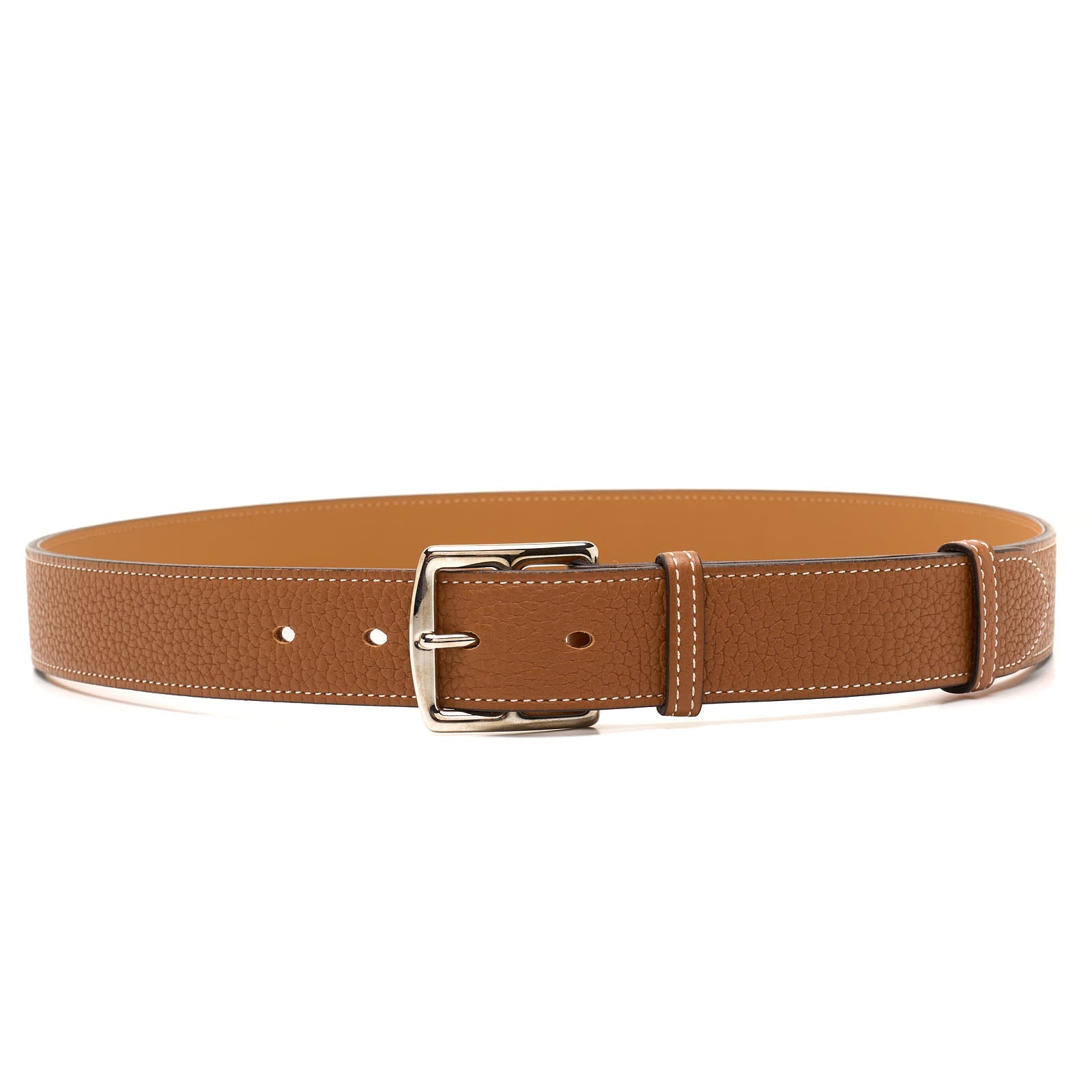 HERMES Paris Etriviere 32 Natural Sable Clemence Leather Belt 90cm NEW