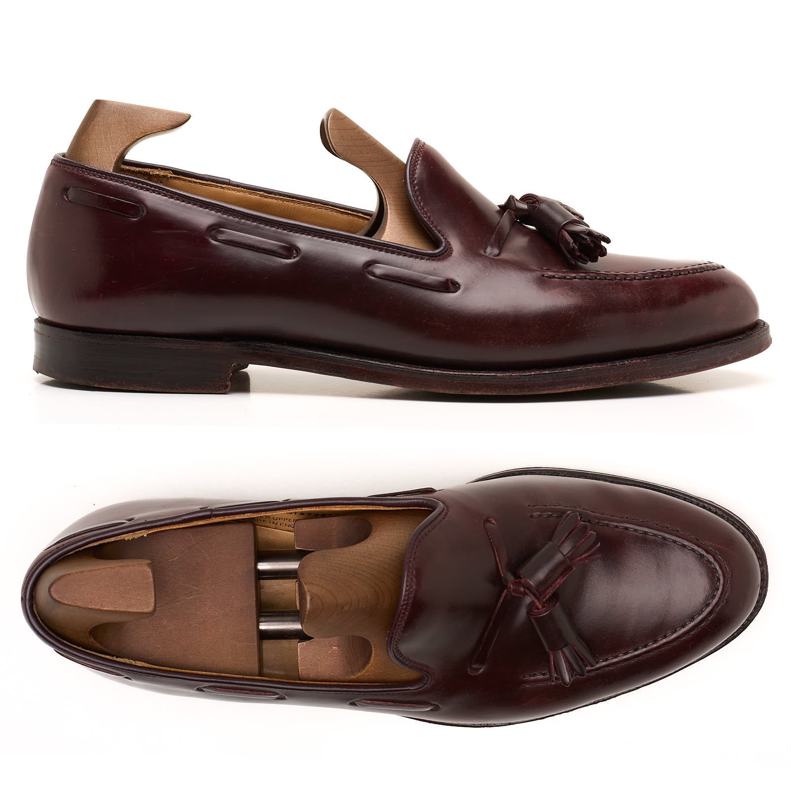 CROCKETT & JONES Cordovan Cavendish 2 Tassel Loafer Shoes UK 8E US 8.5