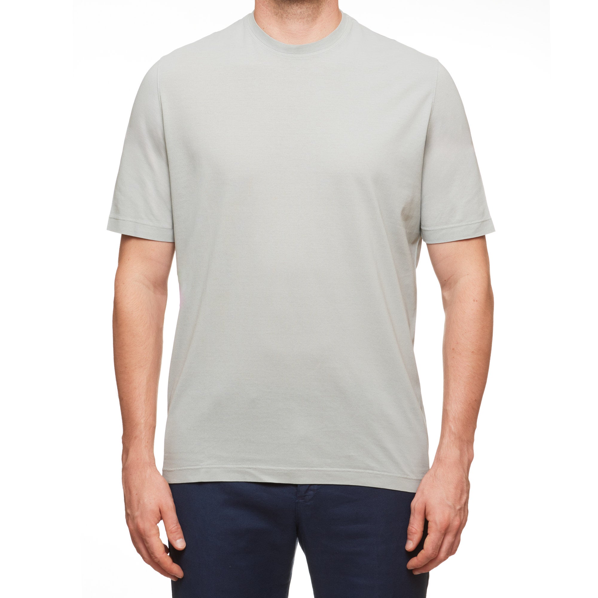 Kiton KIRED Baciomc Gray Exclusive Crepe Cotton Short Sleeve T-Shirt
