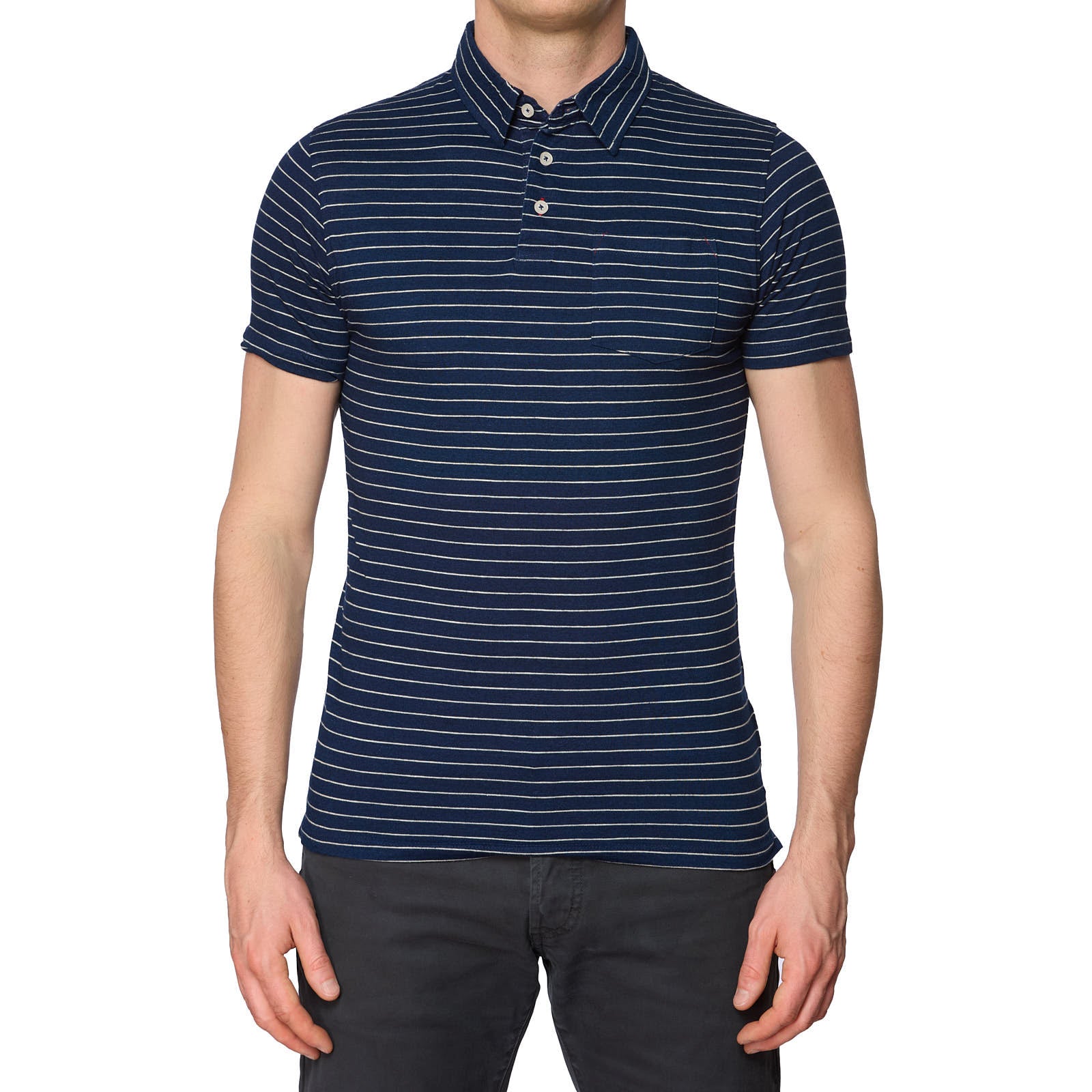 LIU JO Luxury Milano Blue Striped Cotton Polo Shirt NEW M