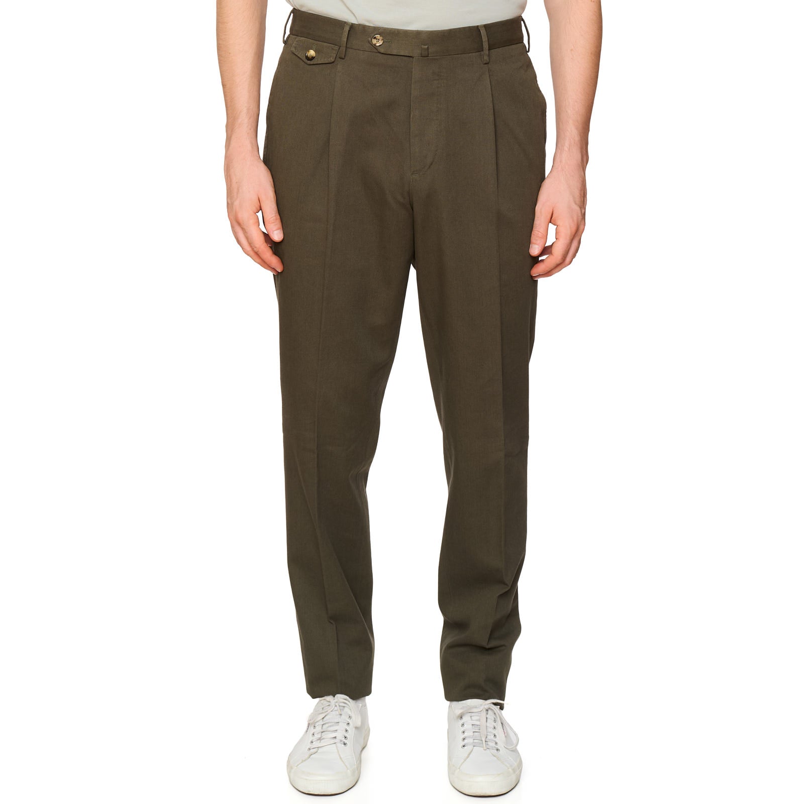 PT01 PANTALONI TORINO Olive Green Gentleman Fit Cotton Chino Pants NEW