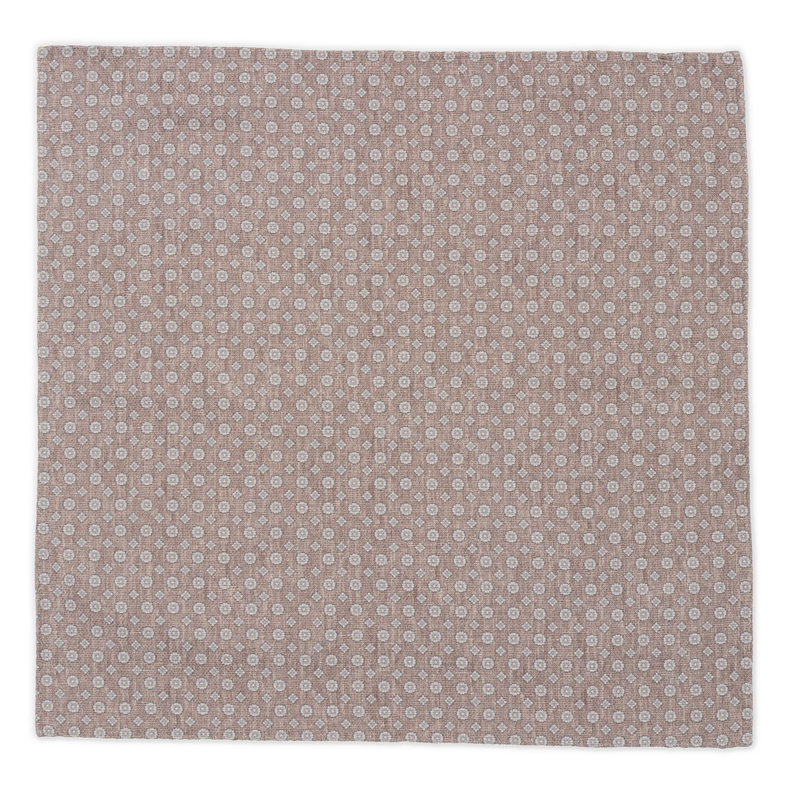 ROSI Handmade Reddish Gray Medallion Cotton-Linen Pocket Square Double