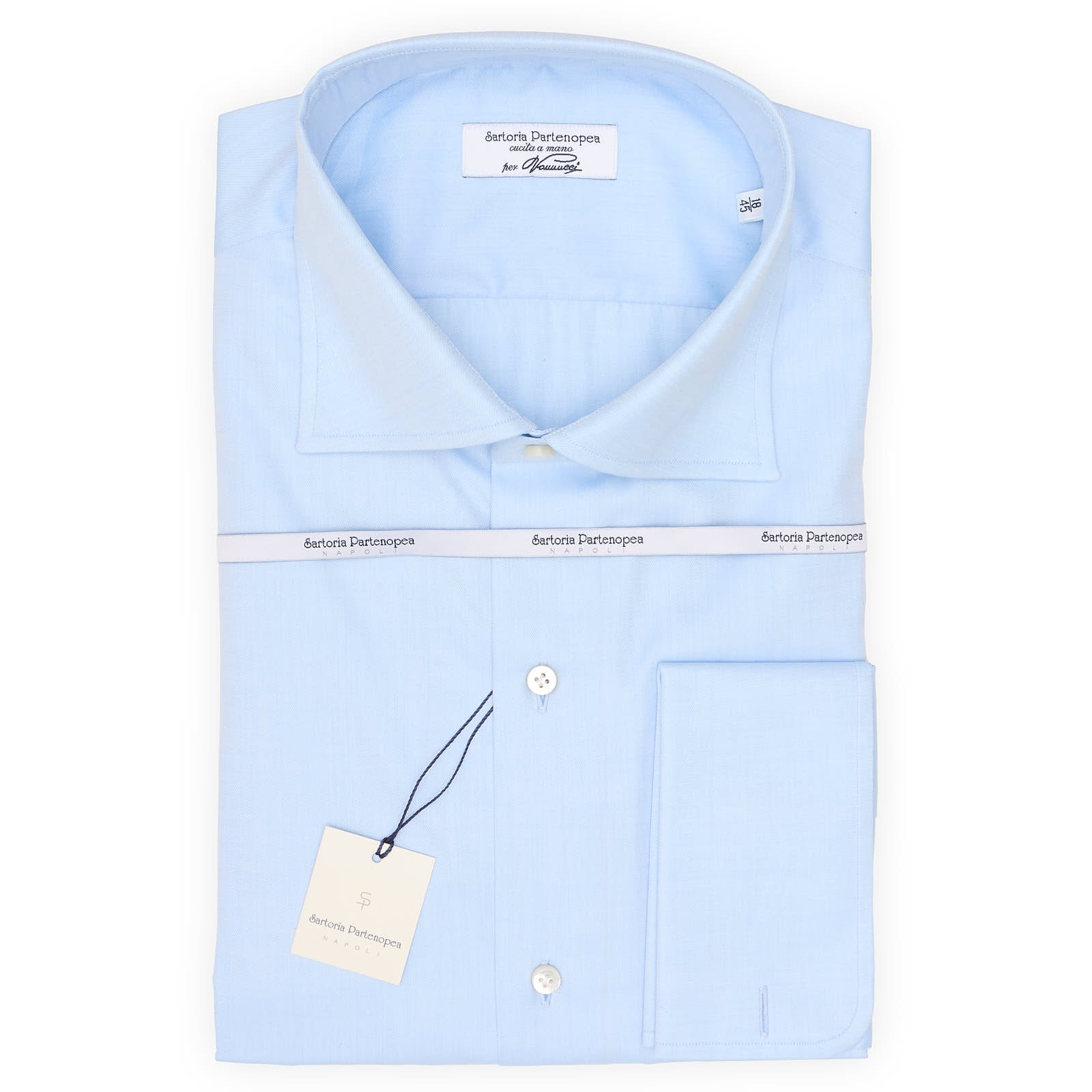 Sartoria Men’s French-Cuff Dress Shirt. high quality Light-Blue