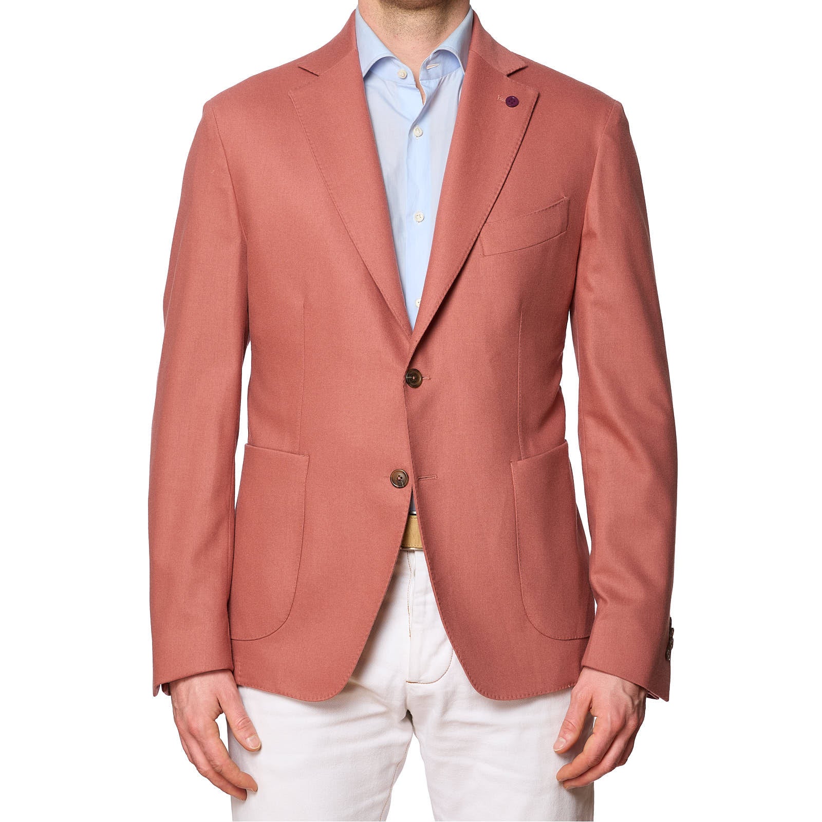 SARTORIA PARTENOPEA Salmon Pink Wool-Cashmere Jacket EU 52 NEW US 42 C