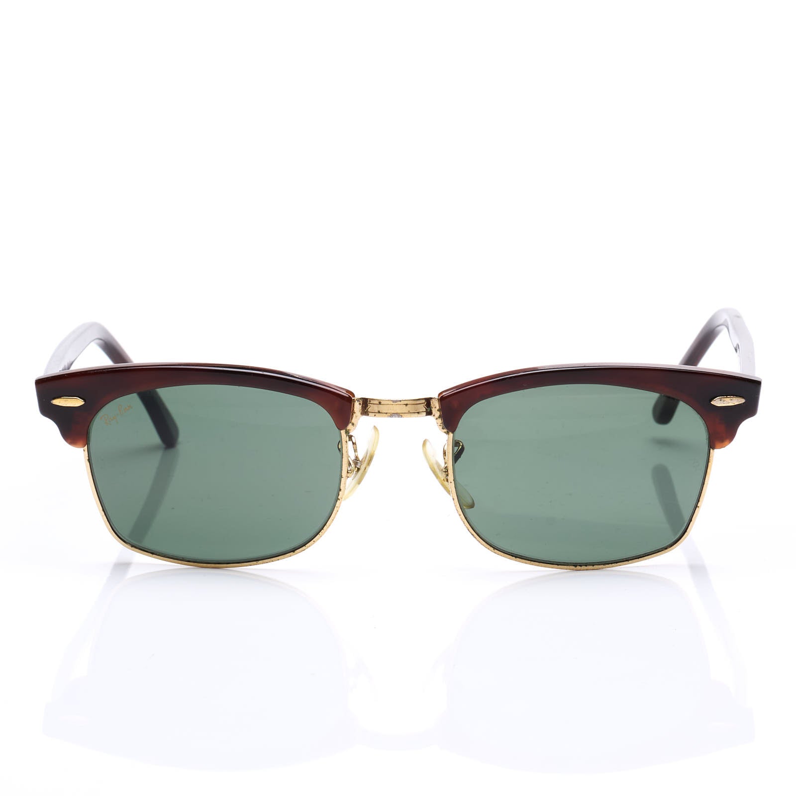 Rare Vintage B&L RAY BAN Clubmaster Square W1482 Tortoise-Gold Sunglas