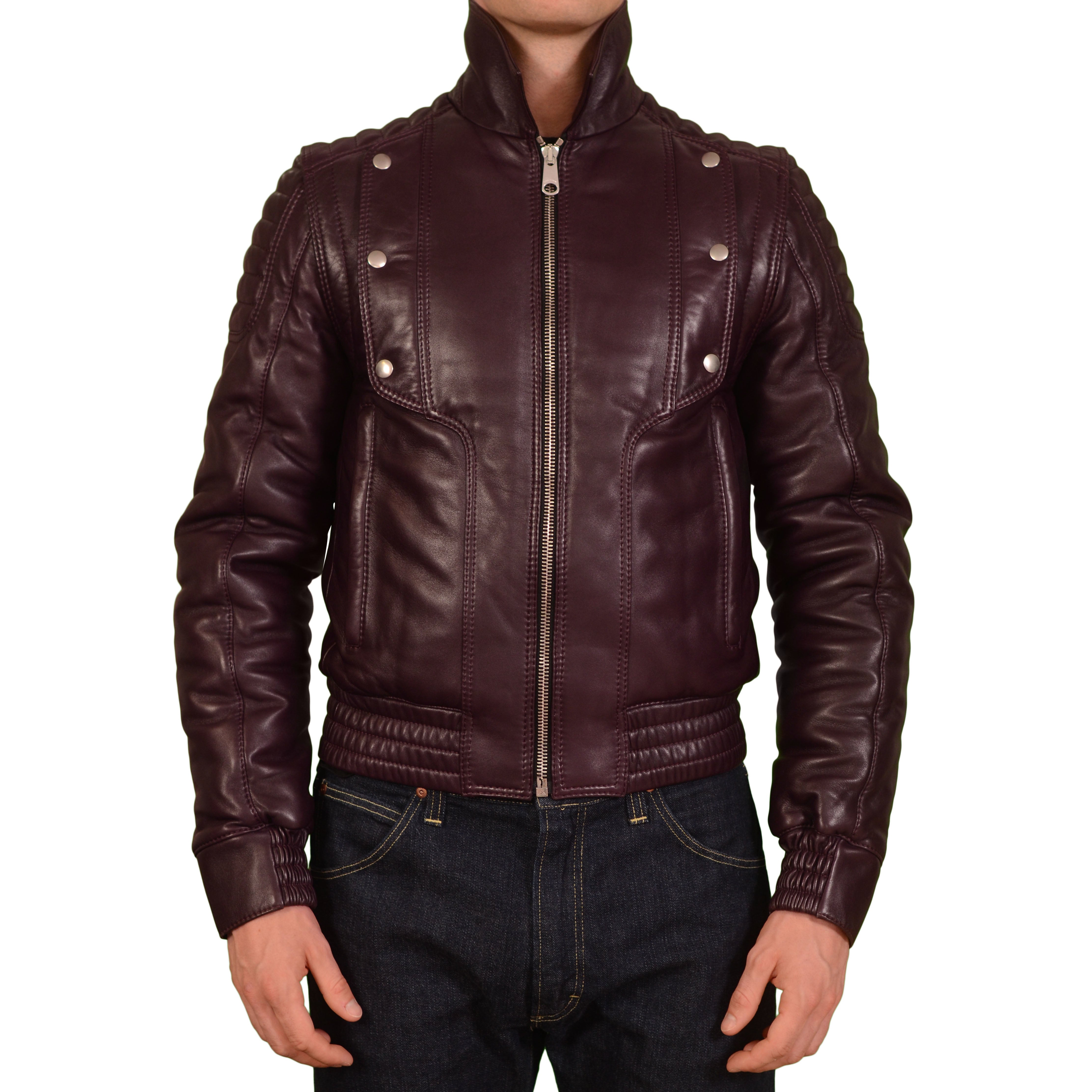 Men's Burgundy Reversible Leather Jacket