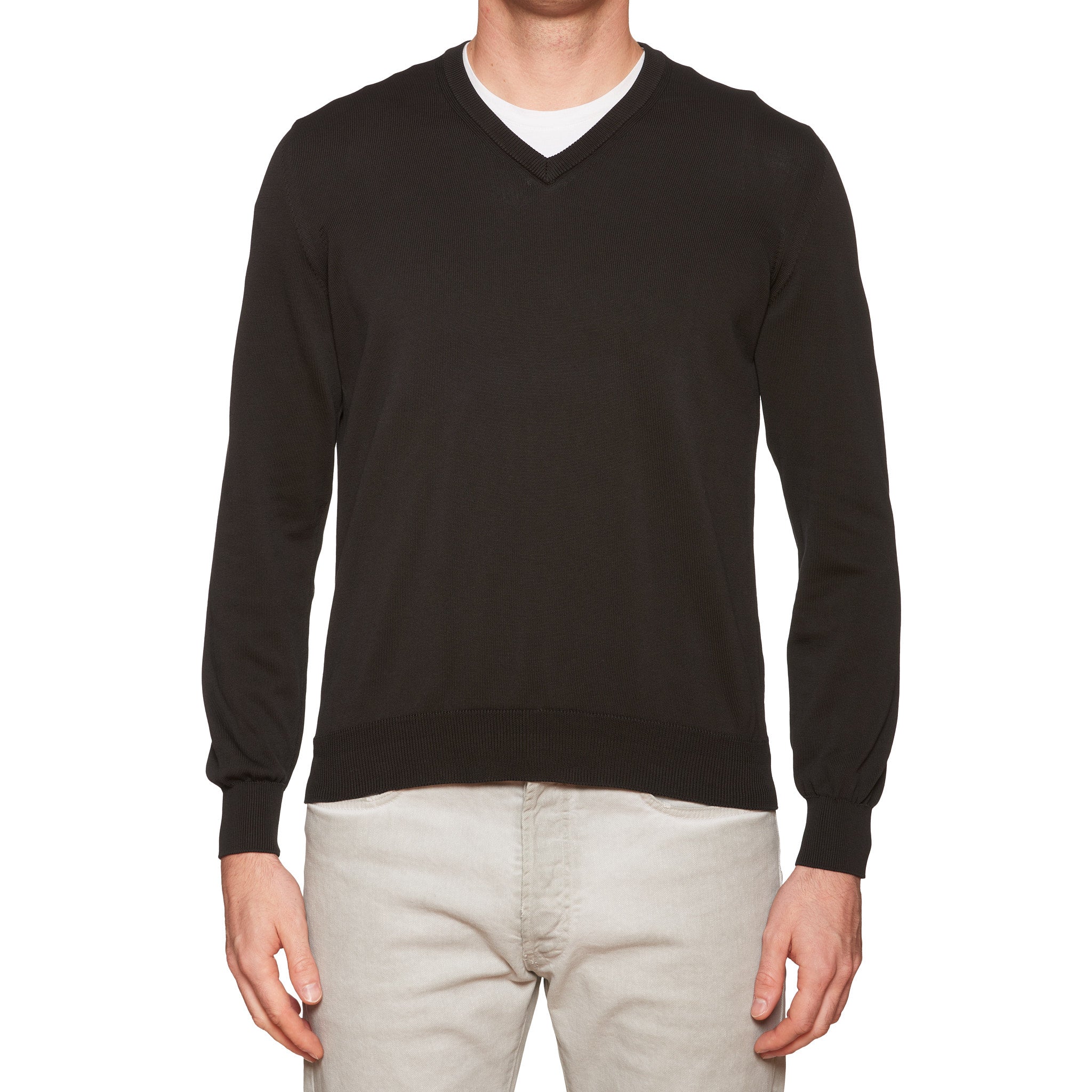 European and American outlet V-neck black sweater