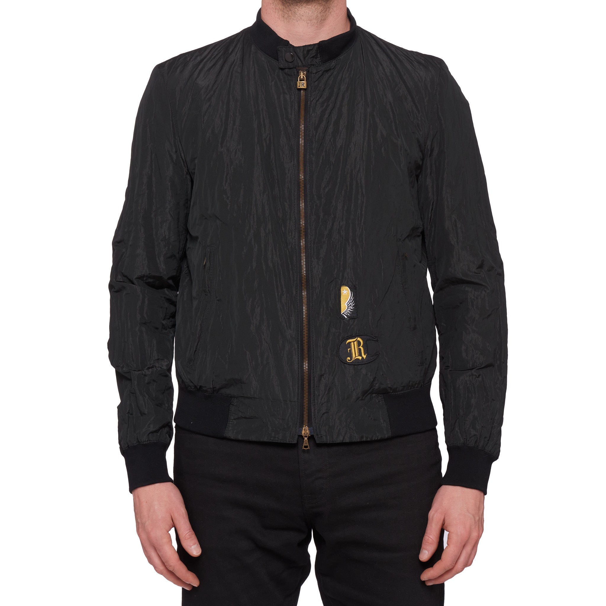 JOHN RICHMOND Collection Black Dual Zip Ribbed Blouson Jacket EU