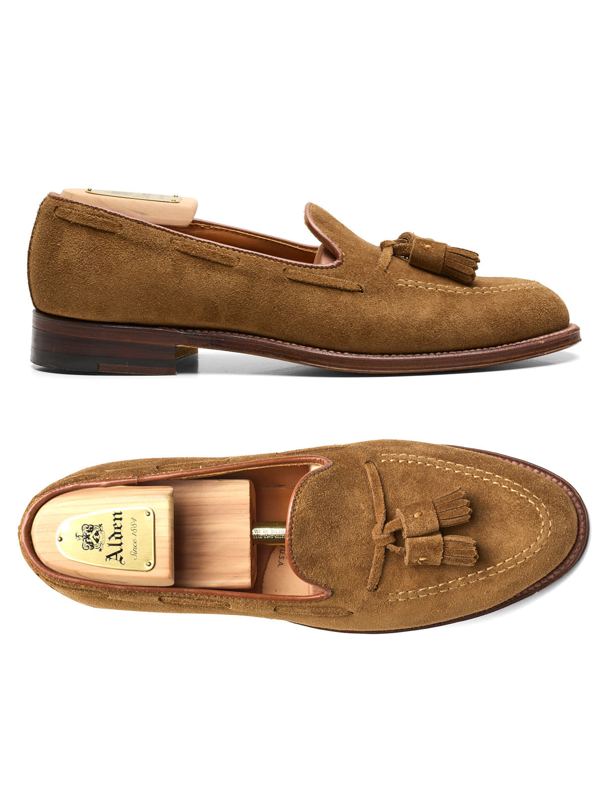 ALDEN 3403 Tassel Moccasin Snuff Suede Leather Loafer US 8.5 B/D