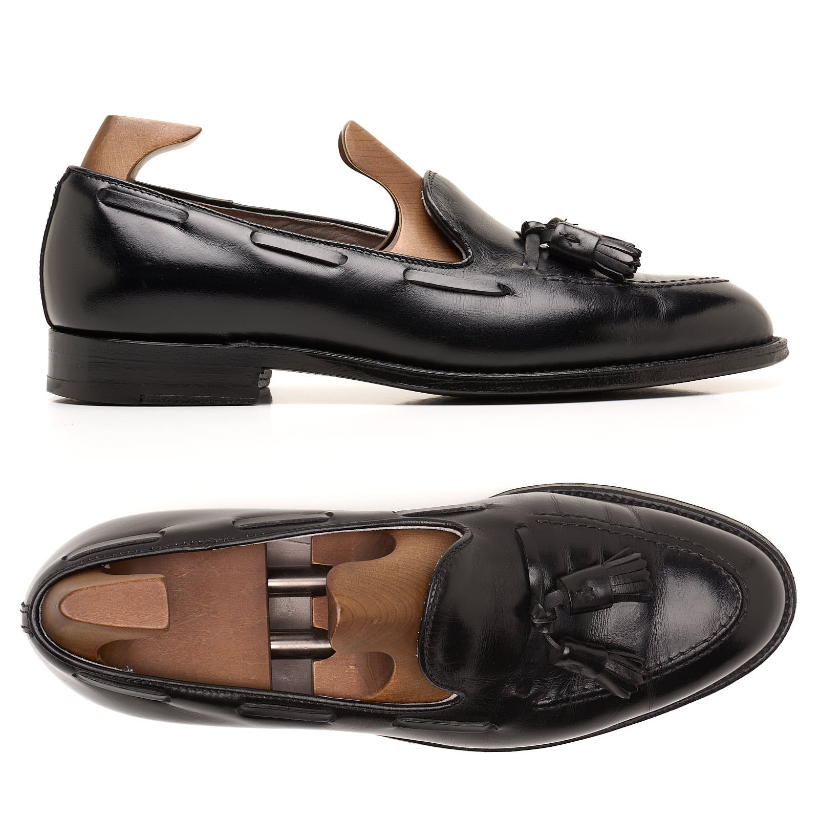 ALDEN 660 Black Calf Leather Tassel Moccasin Loafer Shoes EU 8.5 US 9
