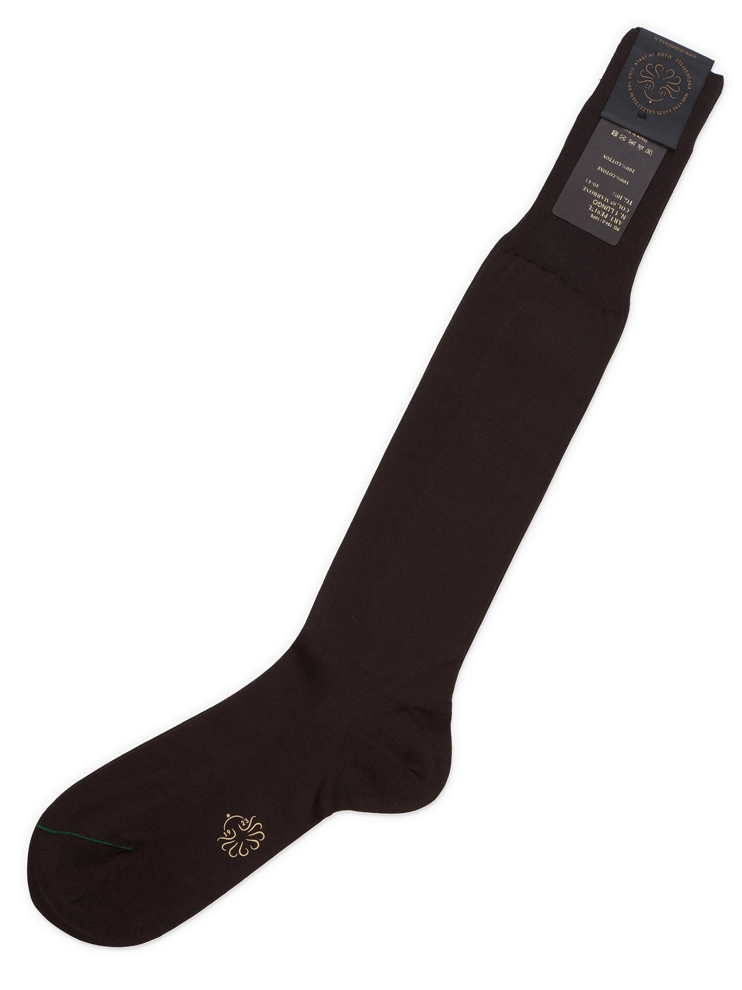 ALTO Milano Brown Cotton Knit Long Calf Length Socks