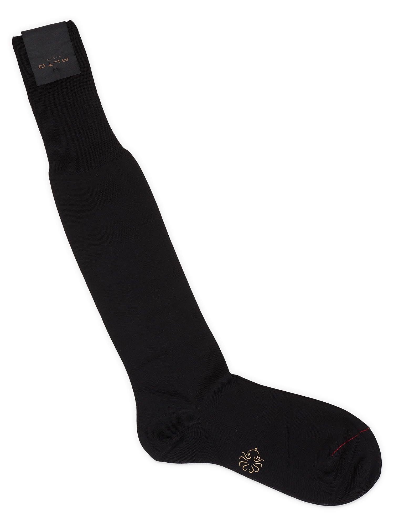 ALTO Milano Black Cotton Knit Long Calf Length Socks