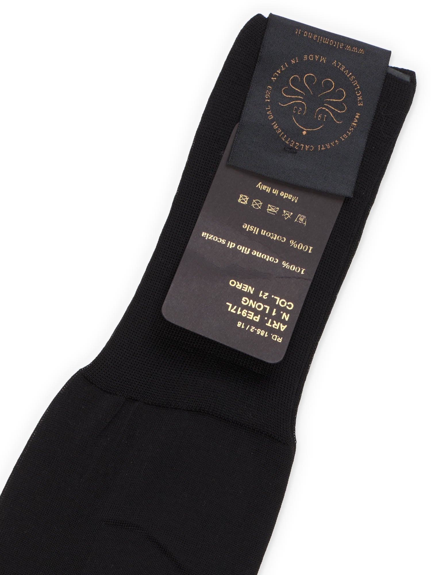 ALTO Milano Black Cotton Knit Long Calf Length Socks