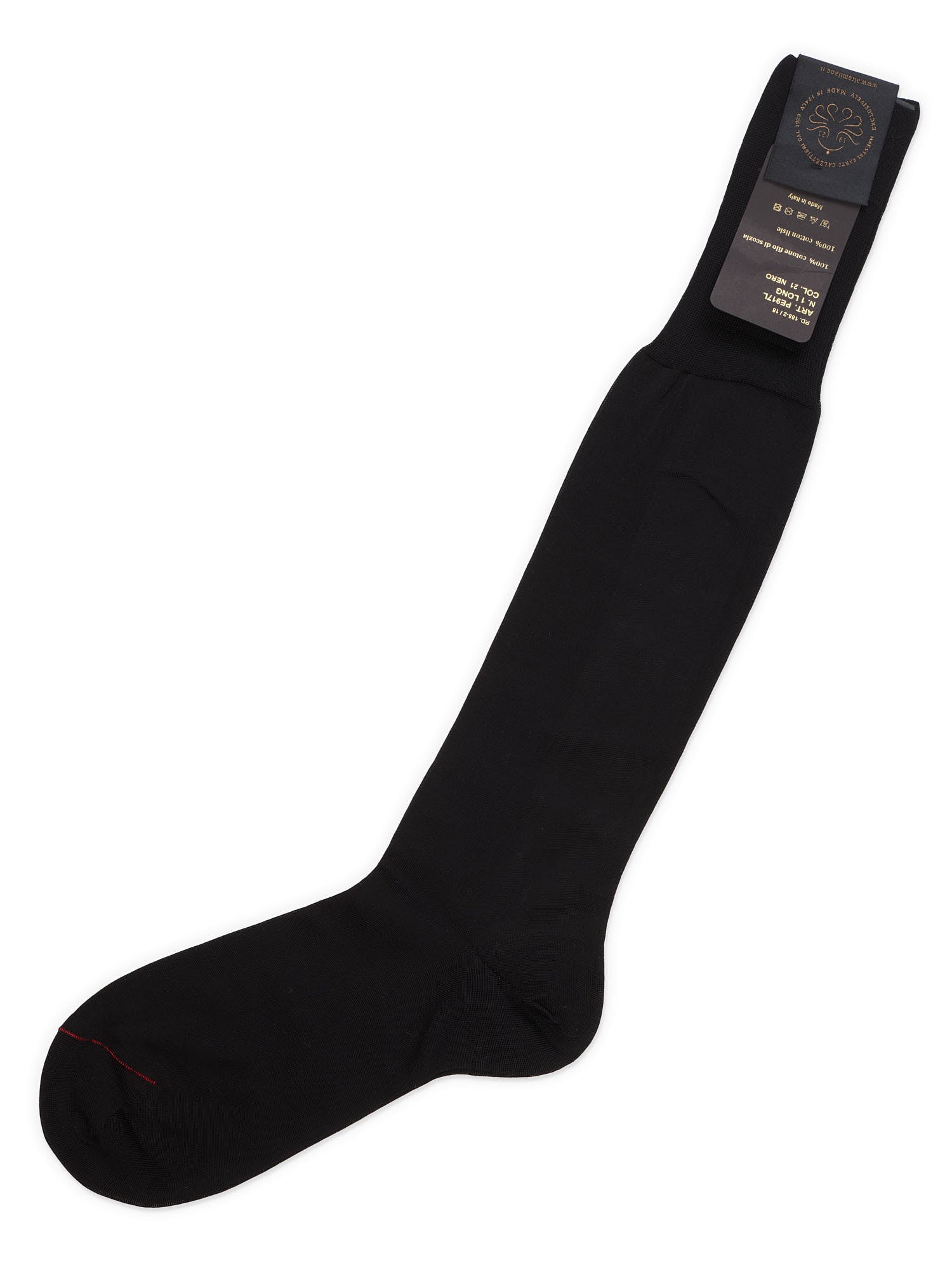 ALTO Milano Black Cotton Knit Long Calf Length Socks