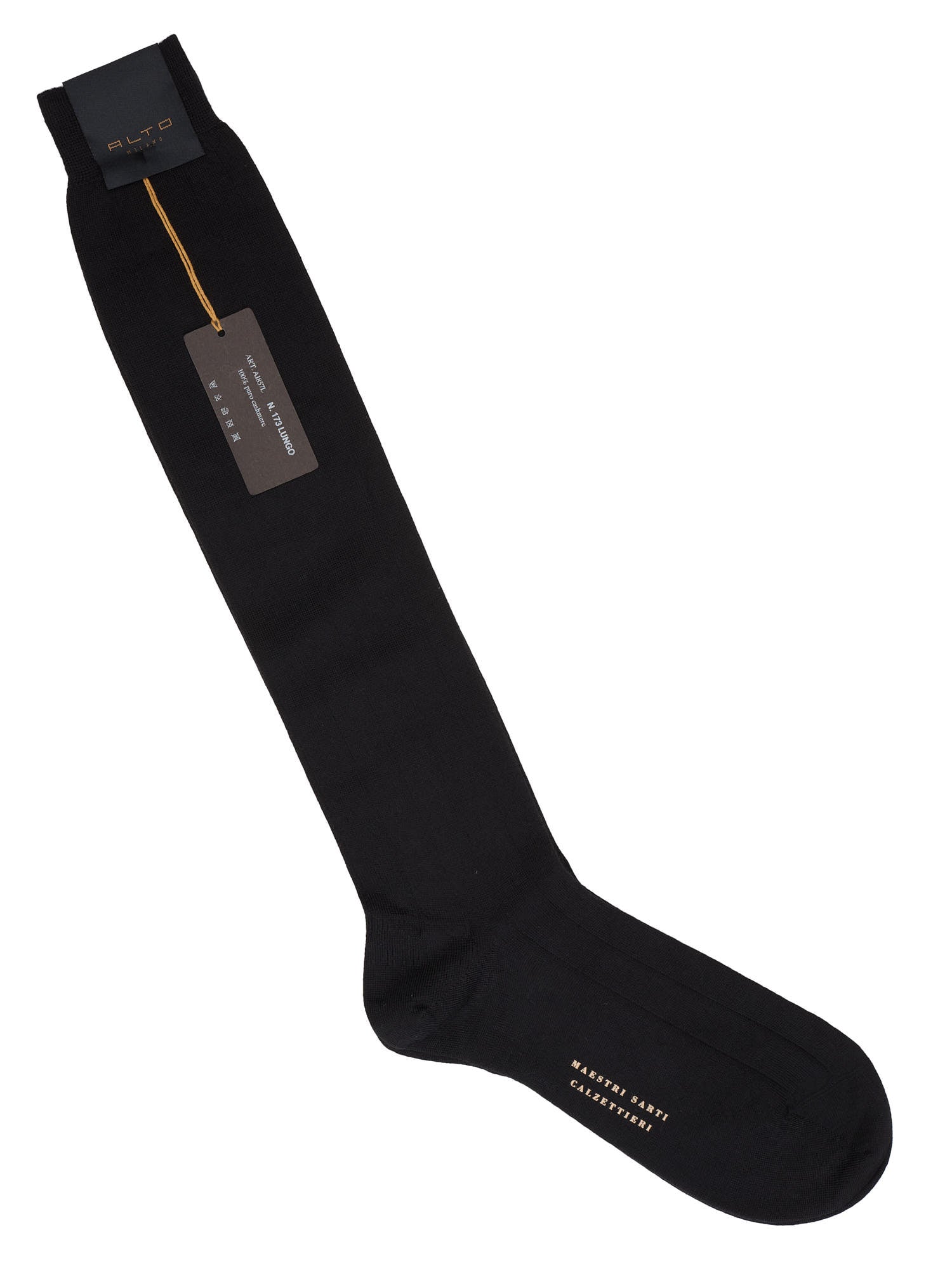 ALTO Milano Black Cashmere Long Calf Length Socks