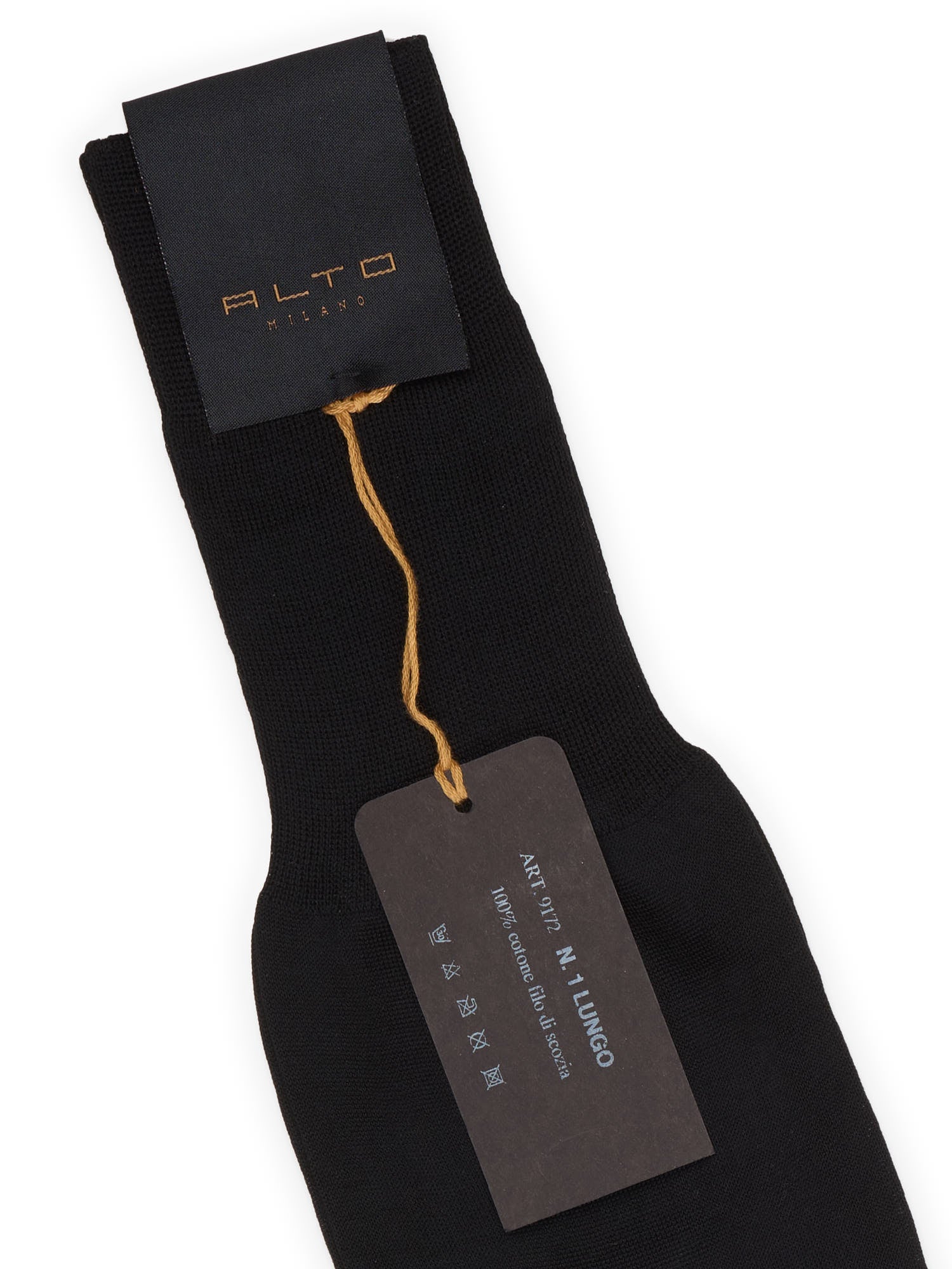 ALTO Milano Black Cotton Knit Long Calf Length Socks