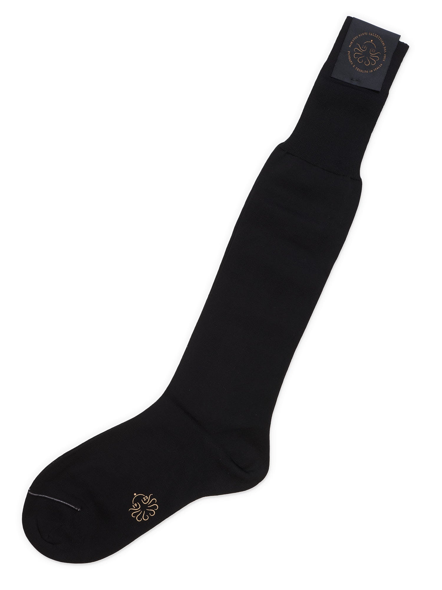 ALTO Milano Black Cotton Knit Long Calf Length Socks