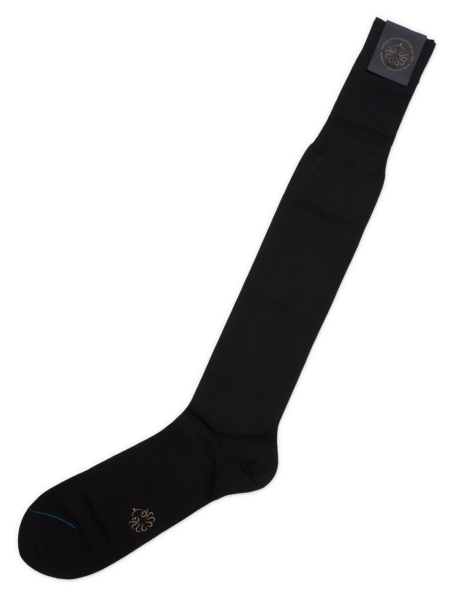 ALTO Milano Black Cotton Knit Long Calf Length Socks