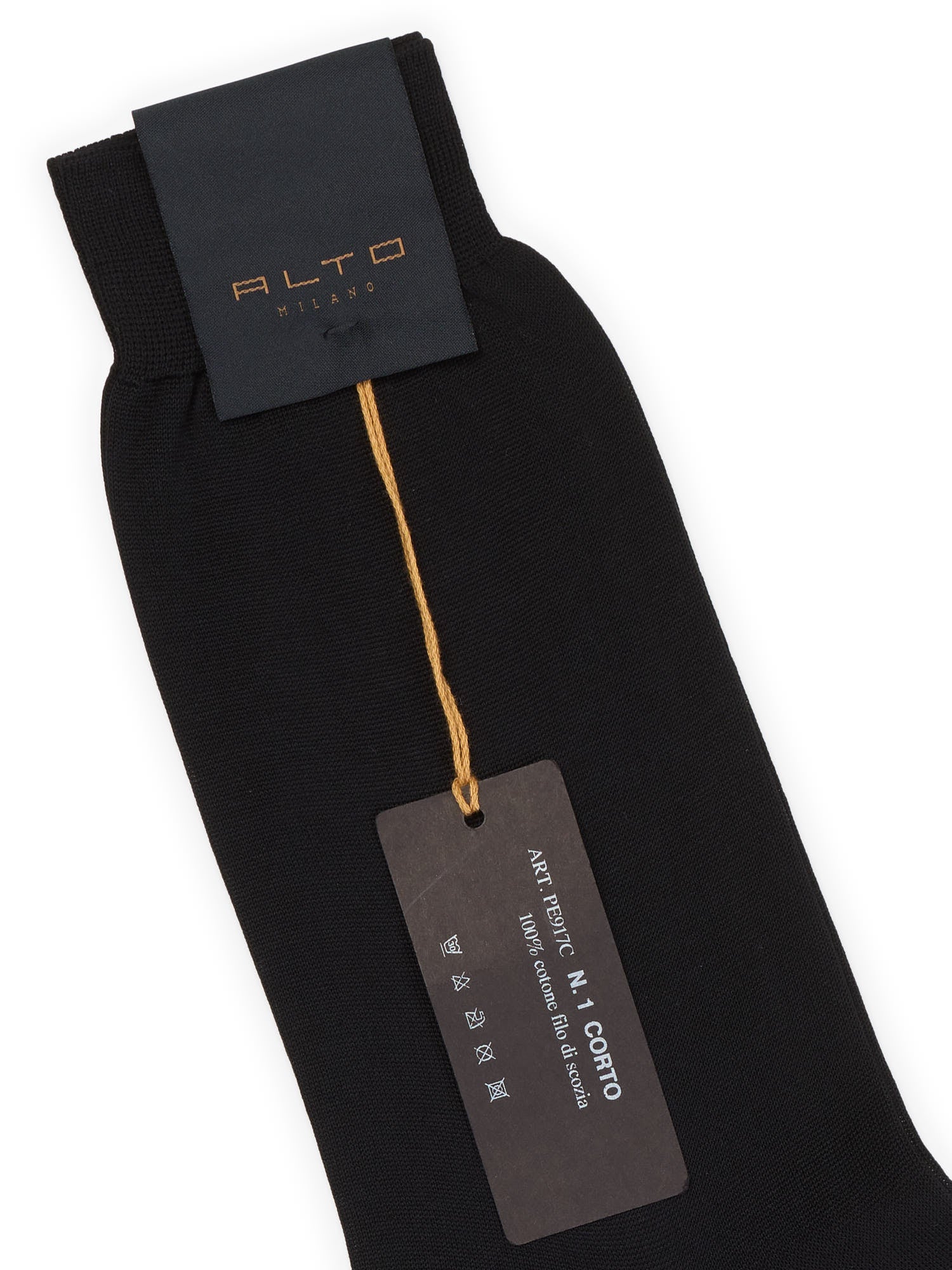 ALTO Milano Black Scottish Cotton Knit Mid Calf Length Socks