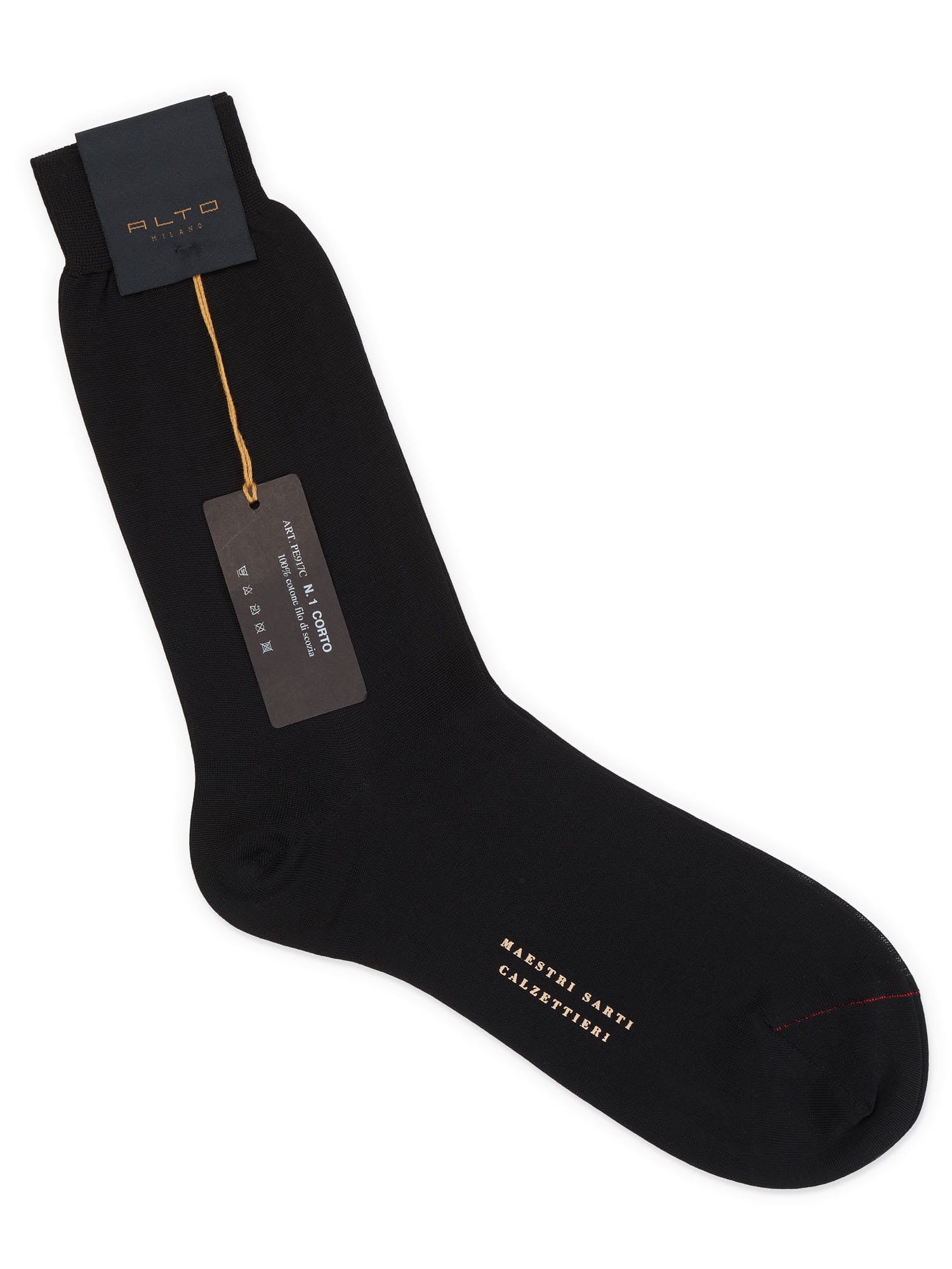 ALTO Milano Black Scottish Cotton Knit Mid Calf Length Socks