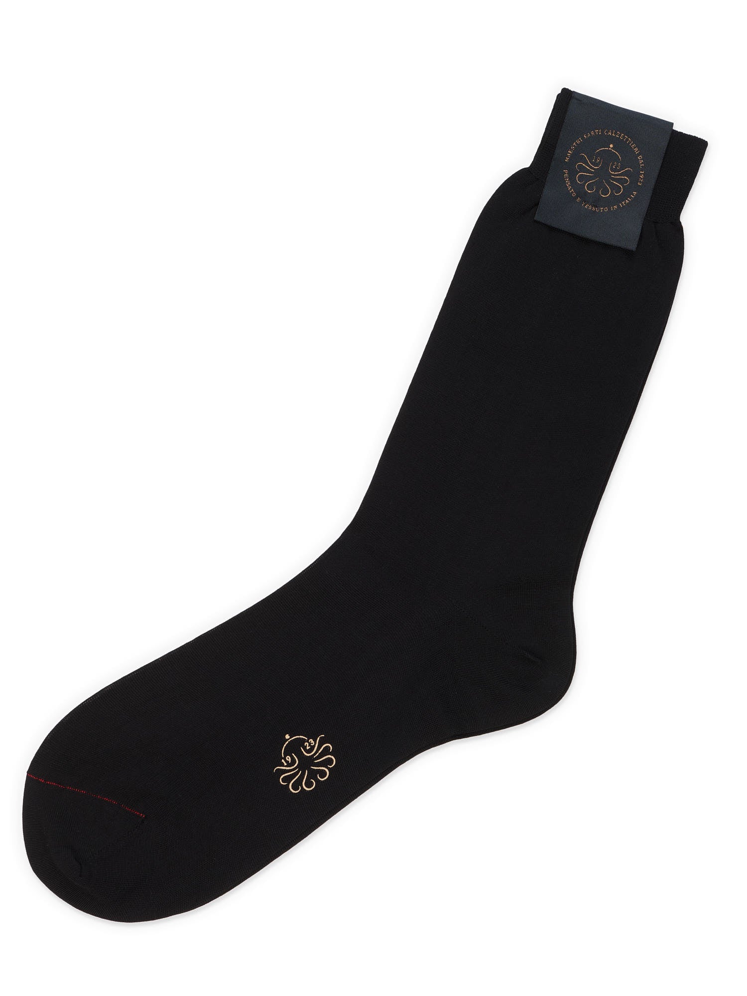 ALTO Milano Black Scottish Cotton Knit Mid Calf Length Socks