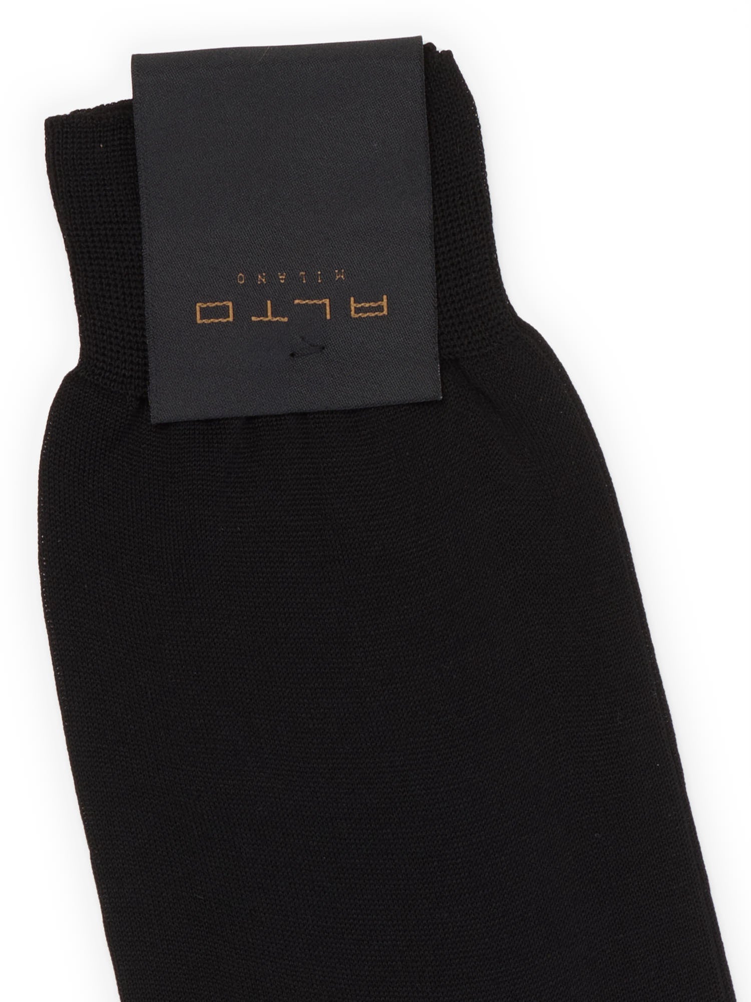 ALTO Milano Black Cotton Knit Mid Calf Length Socks