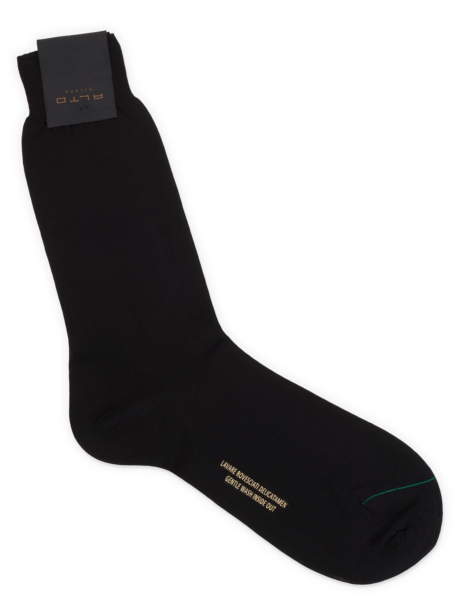 ALTO Milano Black Cotton Knit Mid Calf Length Socks