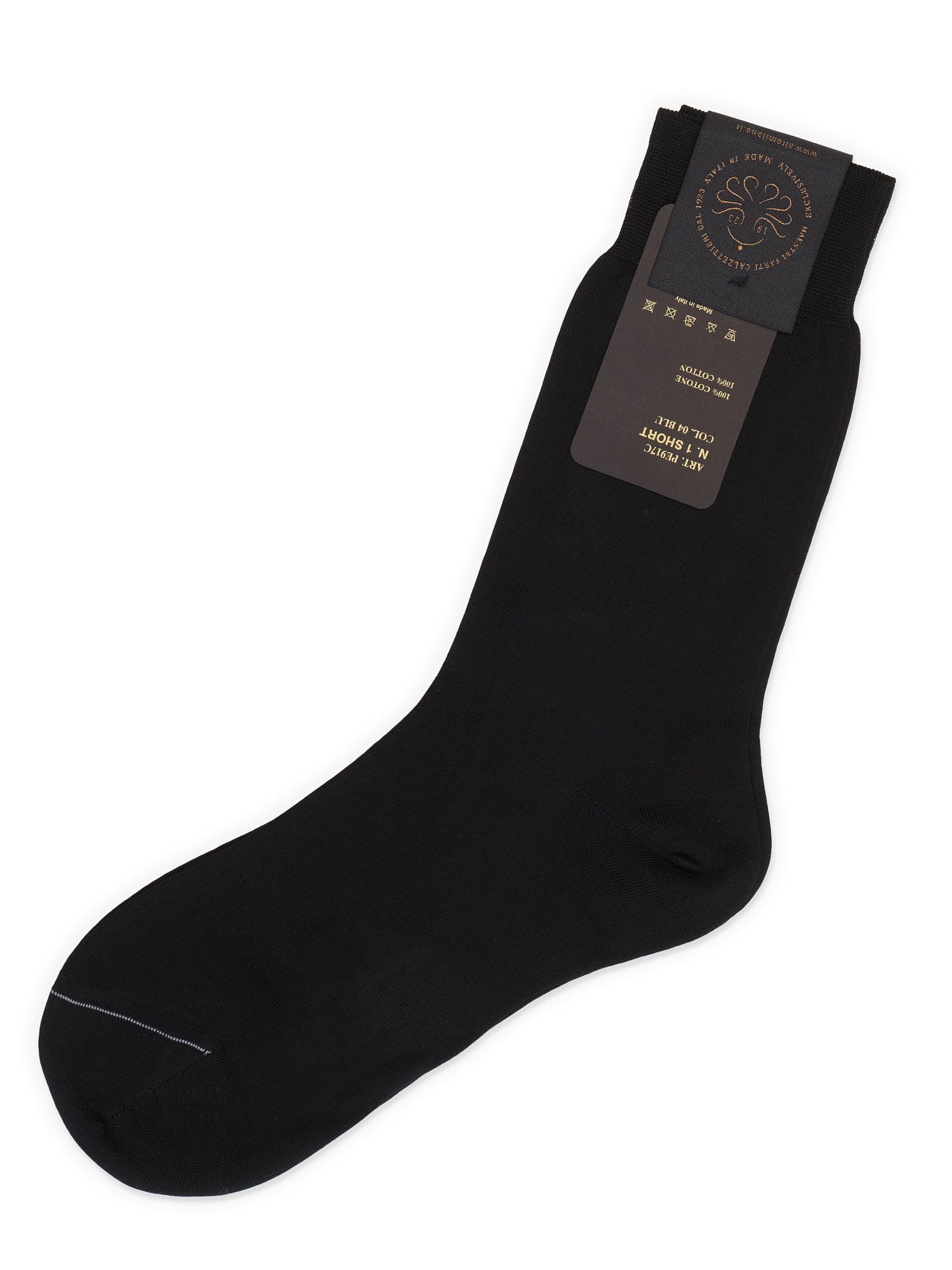 ALTO Milano Black Cotton Knit Short Calf Length Socks