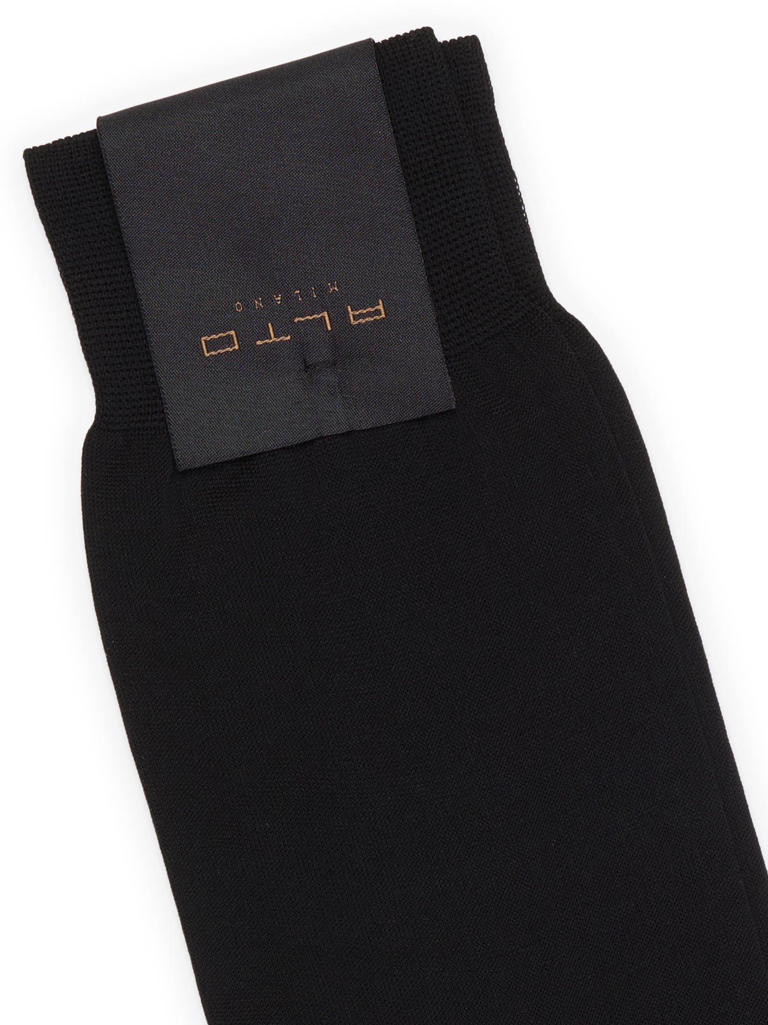 ALTO Milano Black Cotton Knit Short Calf Length Socks