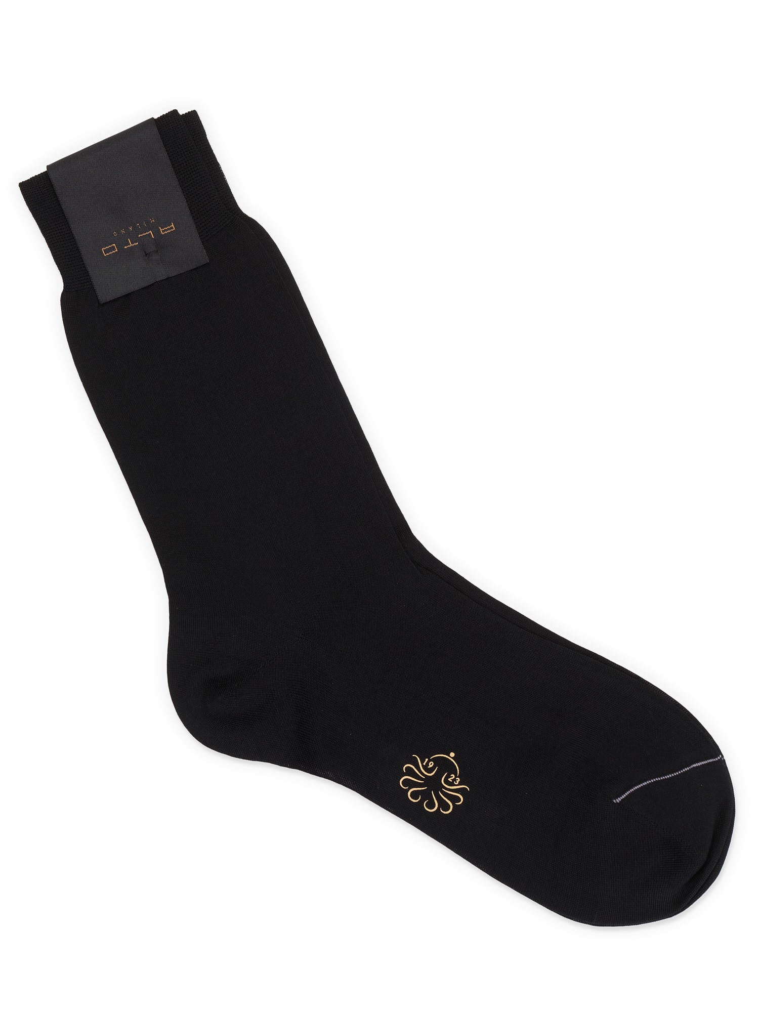 ALTO Milano Black Cotton Knit Short Calf Length Socks