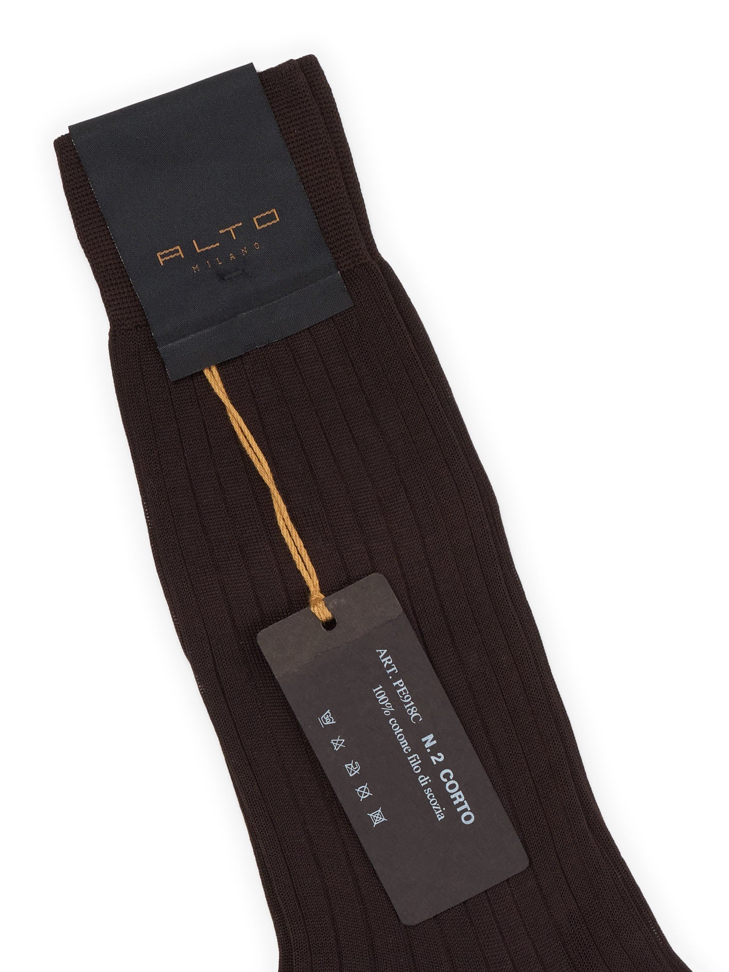 ALTO Milano Brown Cotton Mid Calf Socks