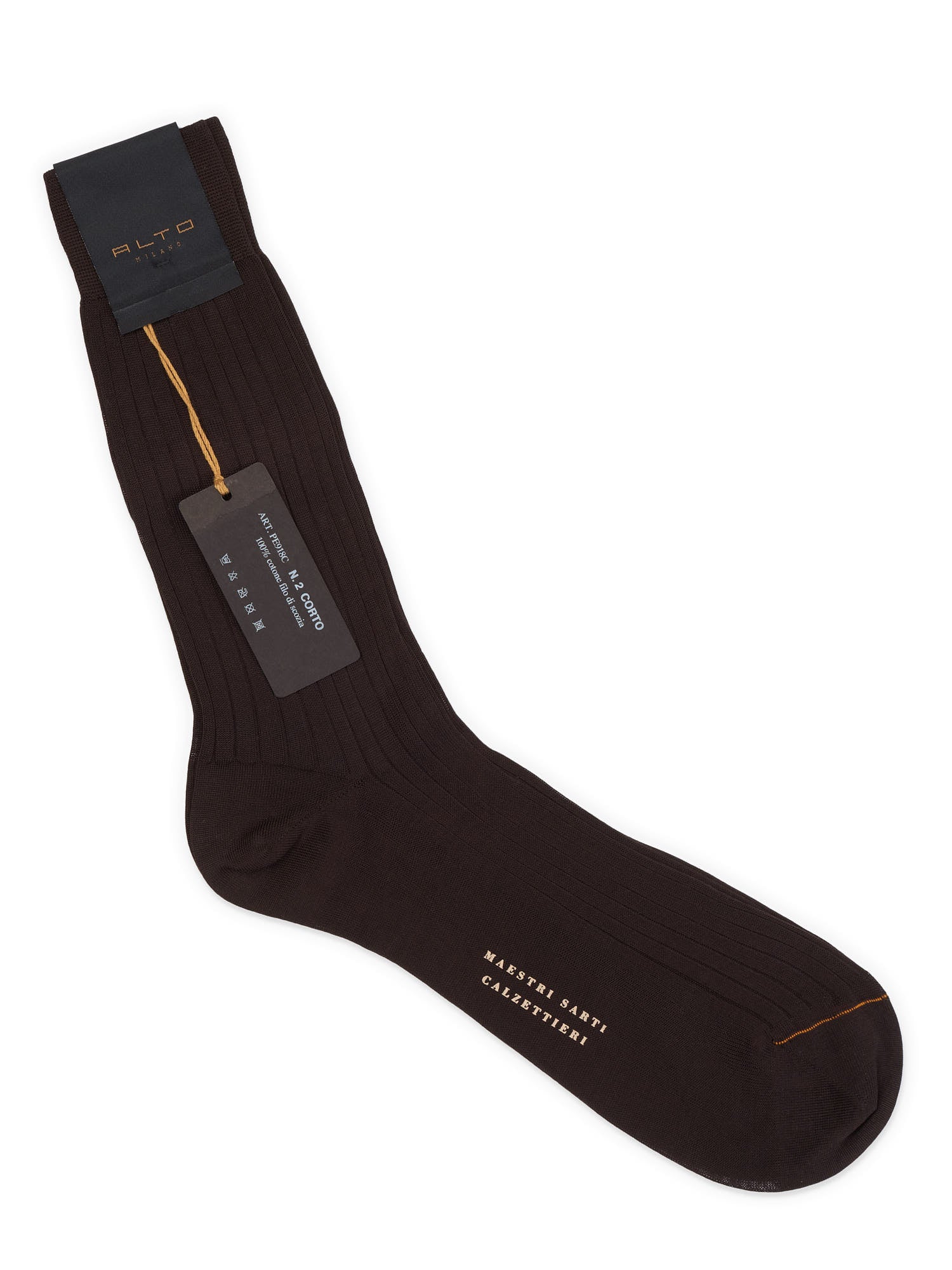 ALTO Milano Brown Cotton Mid Calf Socks