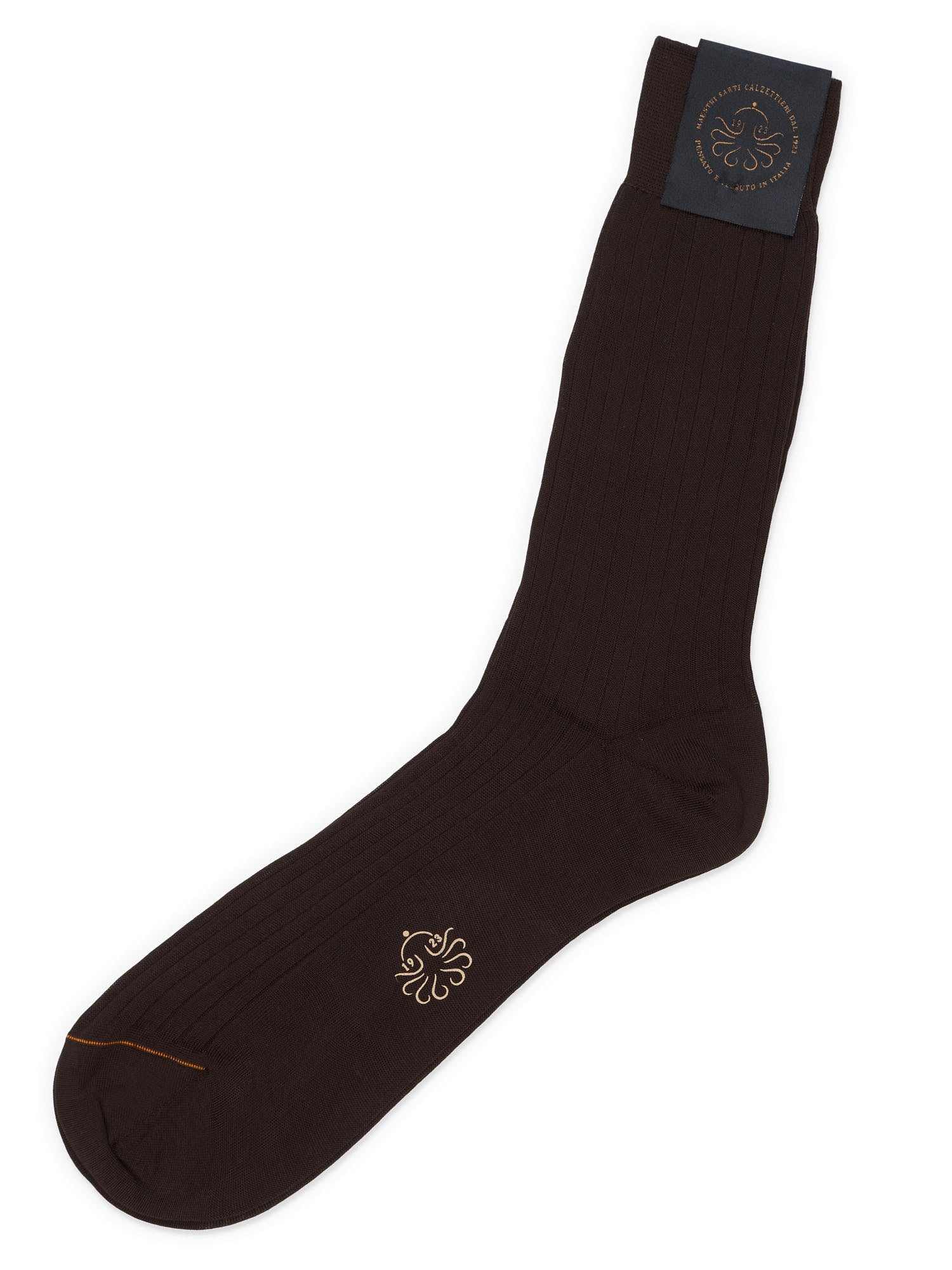 ALTO Milano Brown Cotton Mid Calf Socks