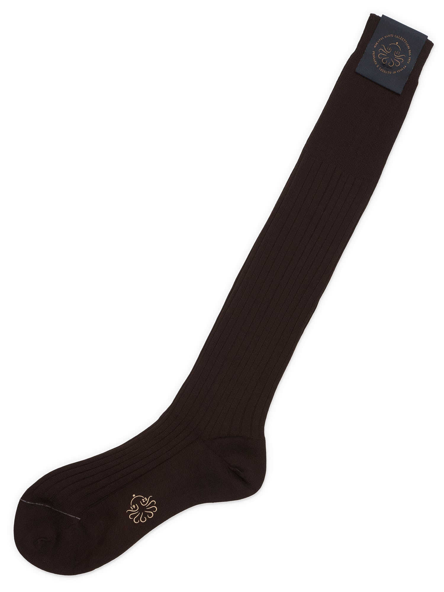 ALTO Milano Brown Cotton Knit Long Calf Length Socks