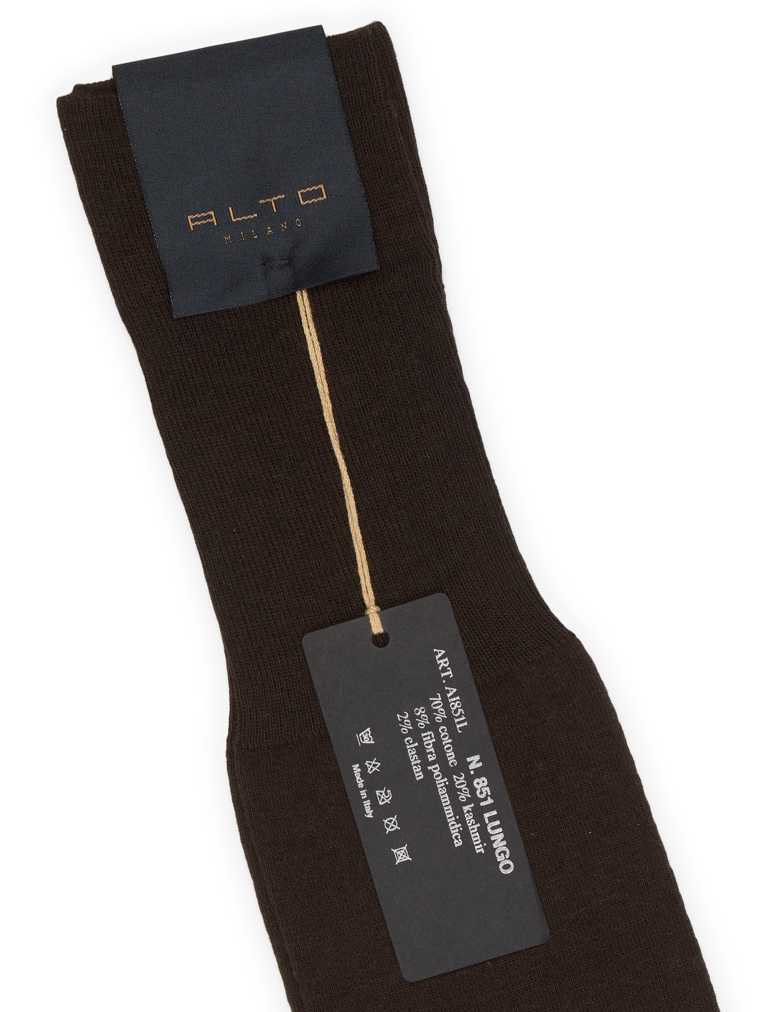 ALTO Milano Brown Cashmere Blend Knit Long Calf Length Socks