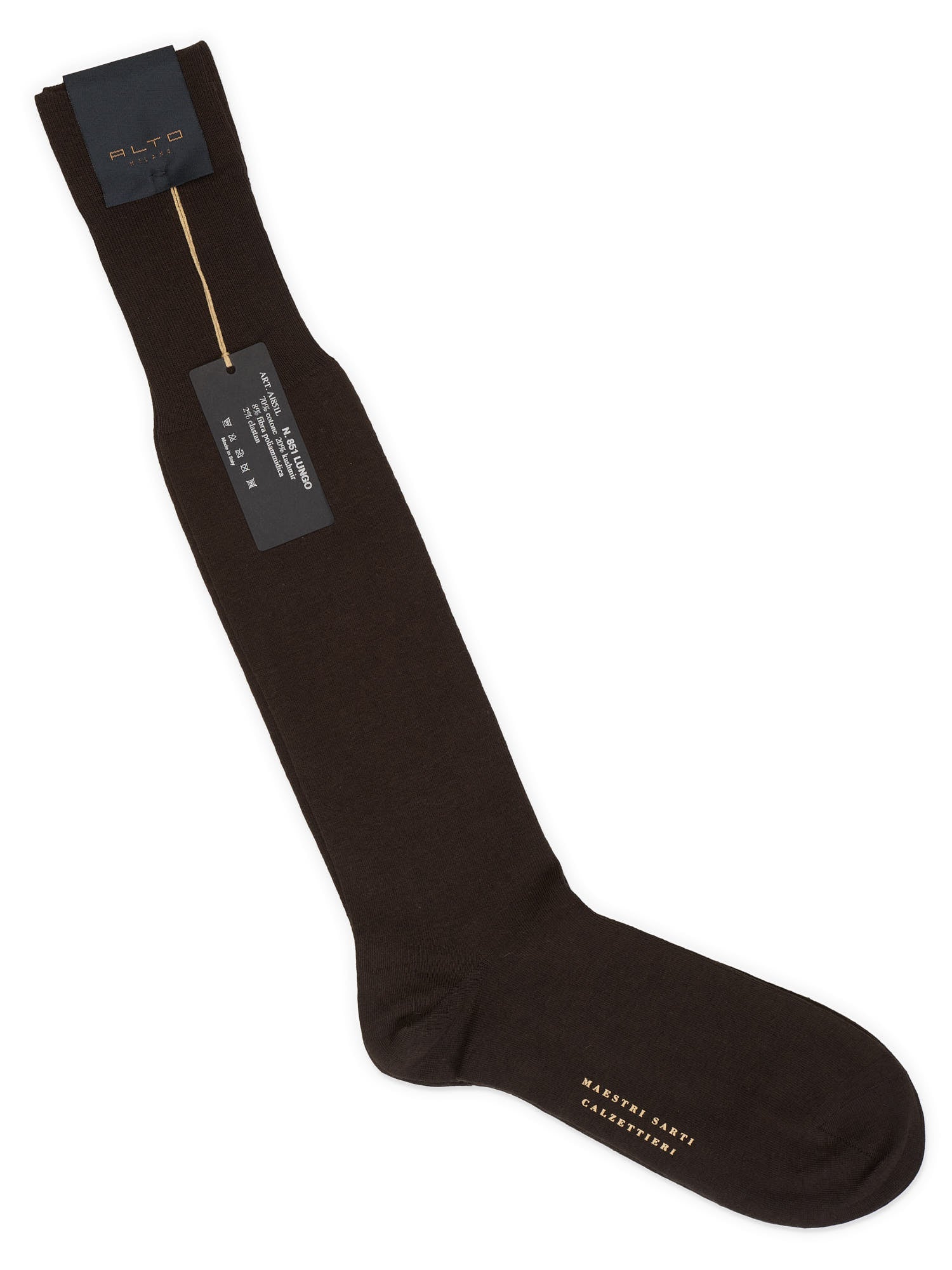 ALTO Milano Brown Cashmere Blend Knit Long Calf Length Socks