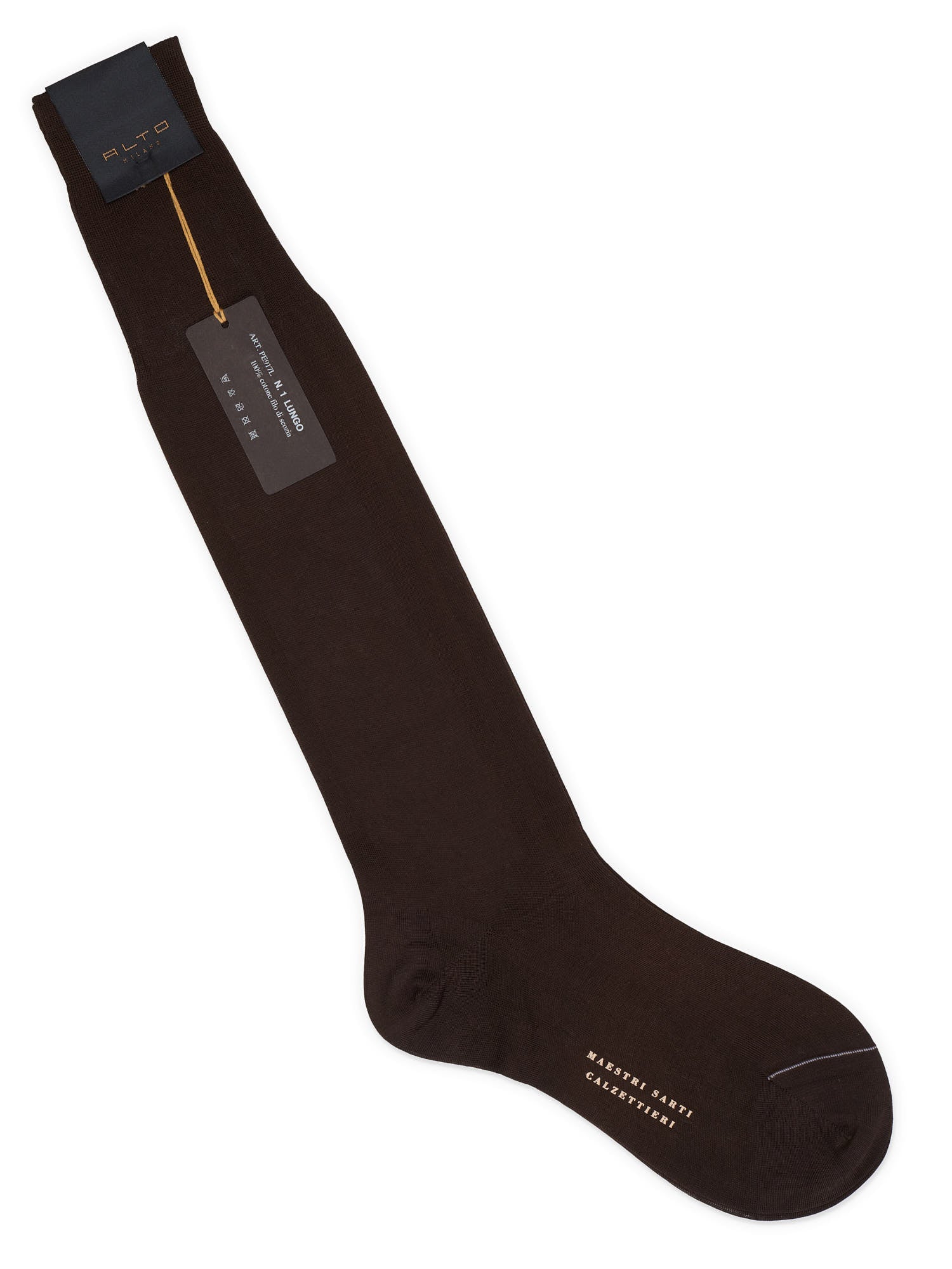 ALTO Milano Brown Cotton Knit Long Calf Length Socks