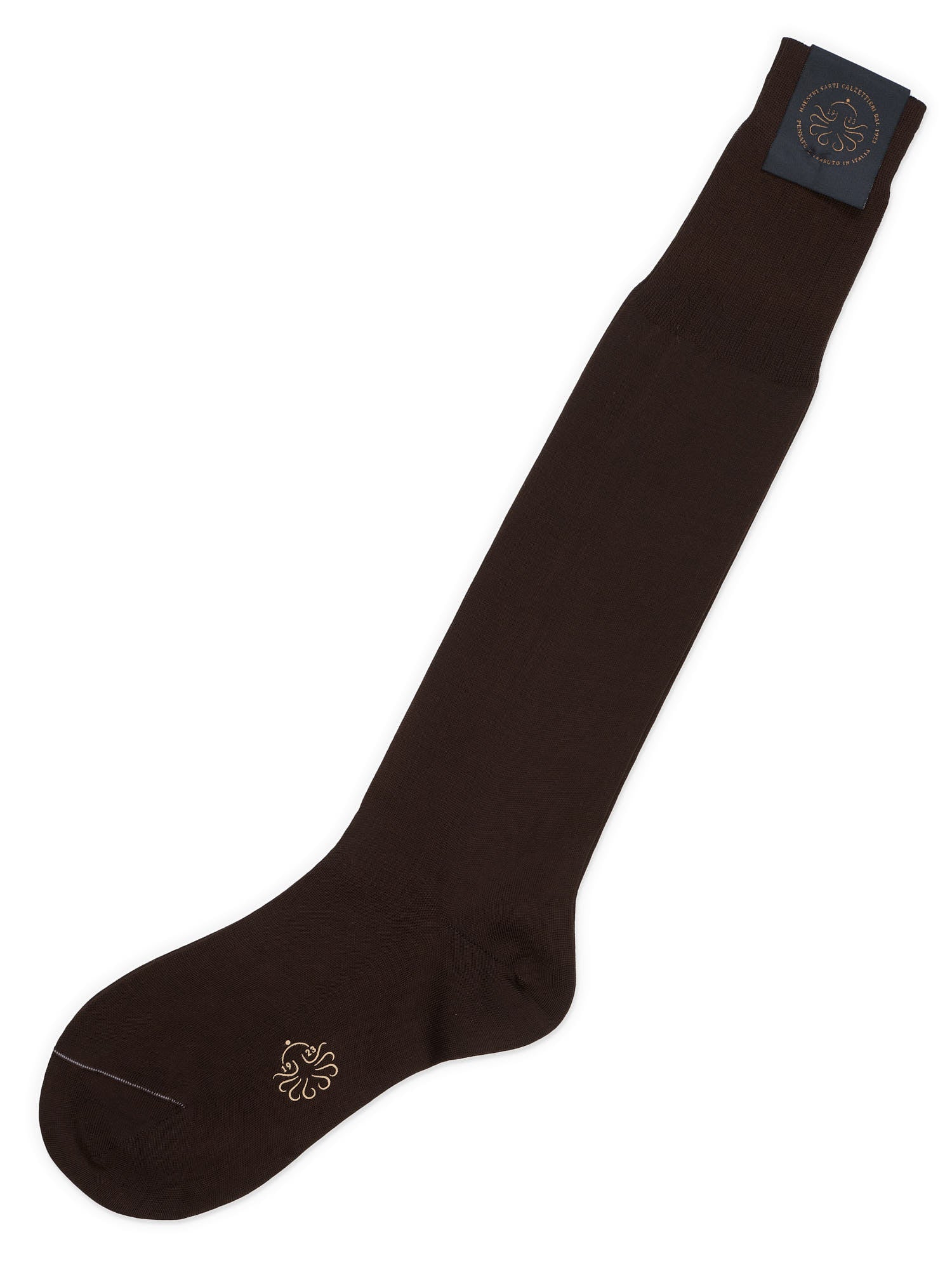 ALTO Milano Brown Cotton Knit Long Calf Length Socks