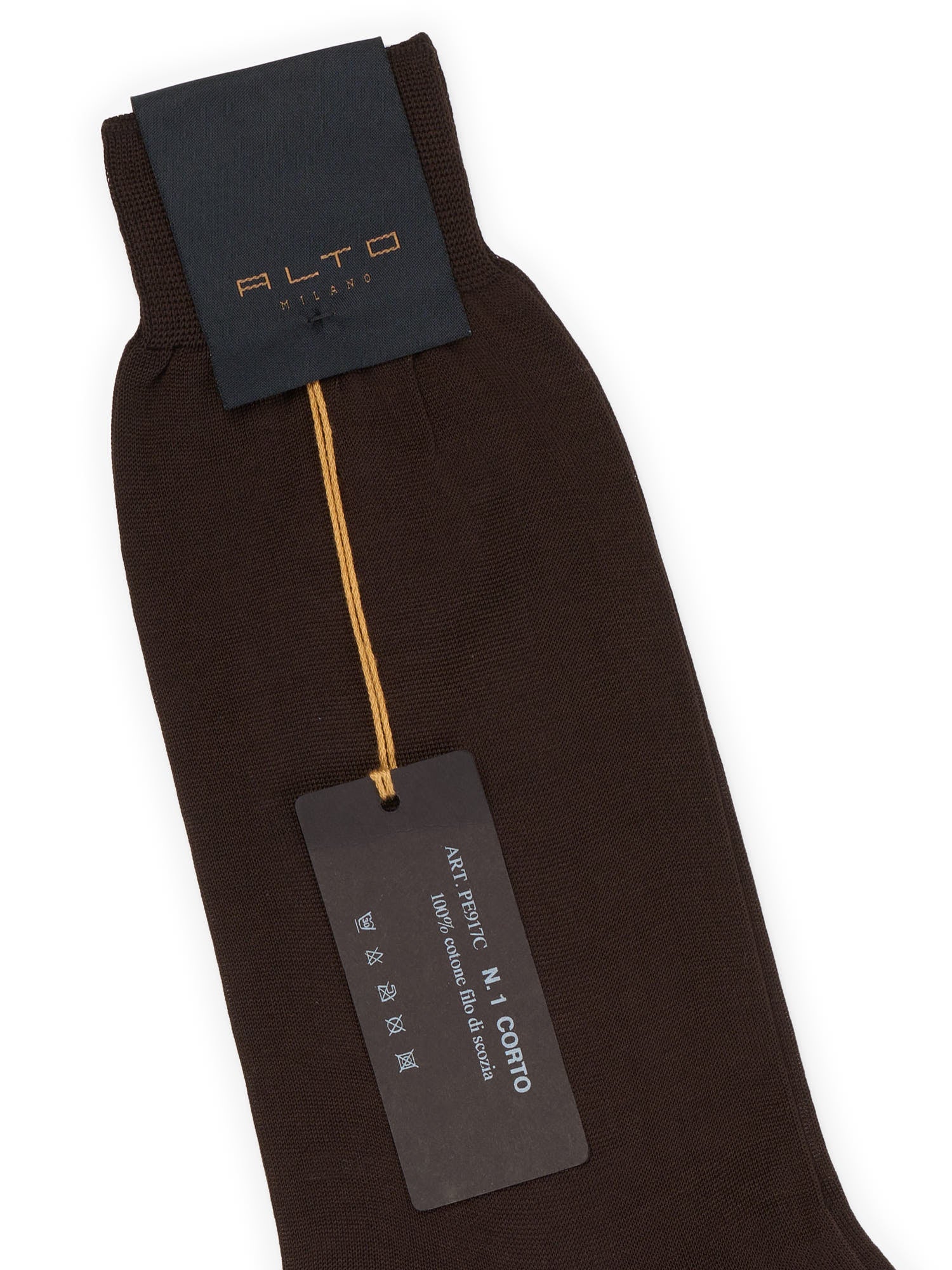 ALTO Milano Brown Cotton Knit Mid Calf Length Socks