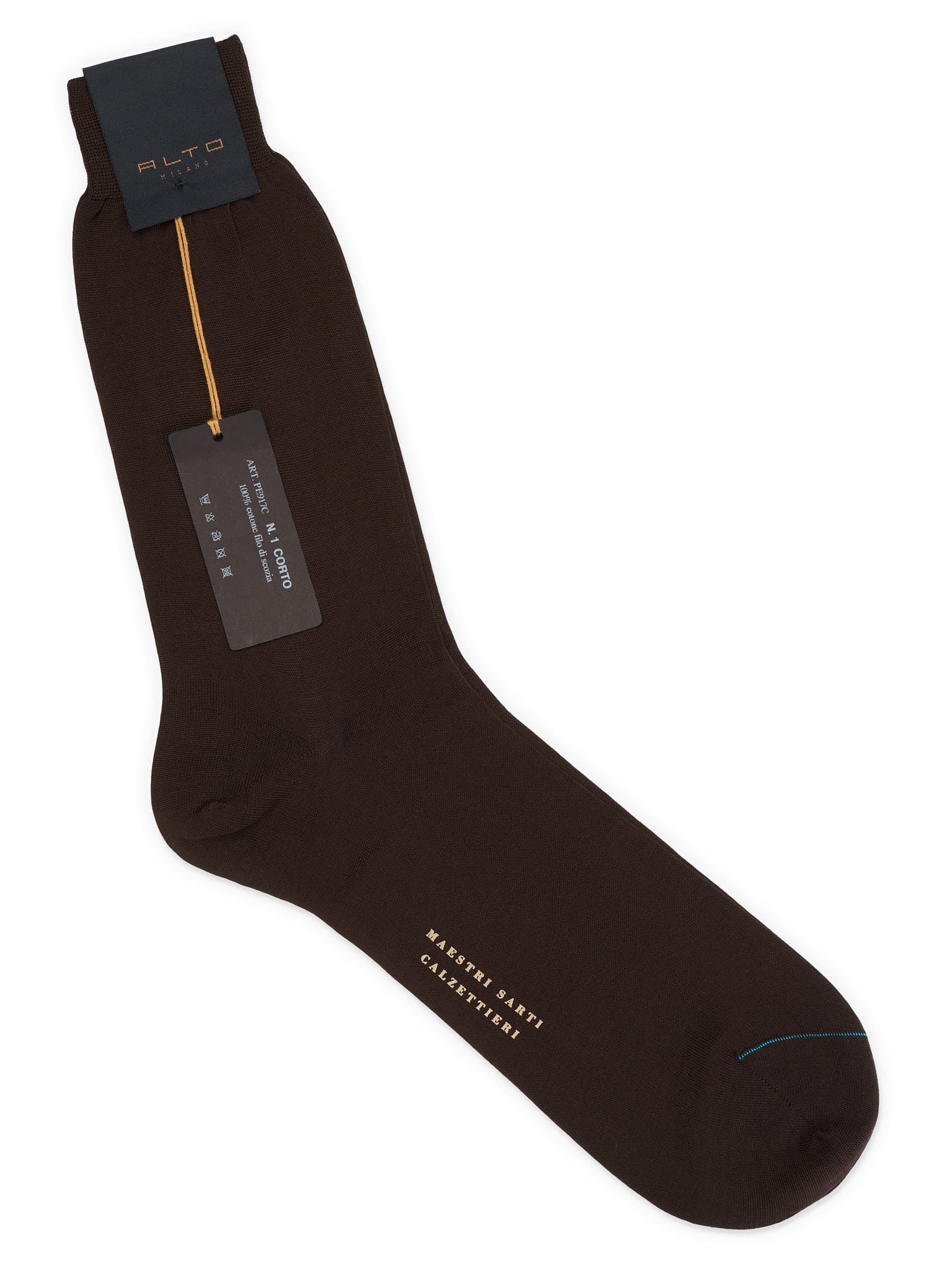 ALTO Milano Brown Cotton Knit Mid Calf Length Socks