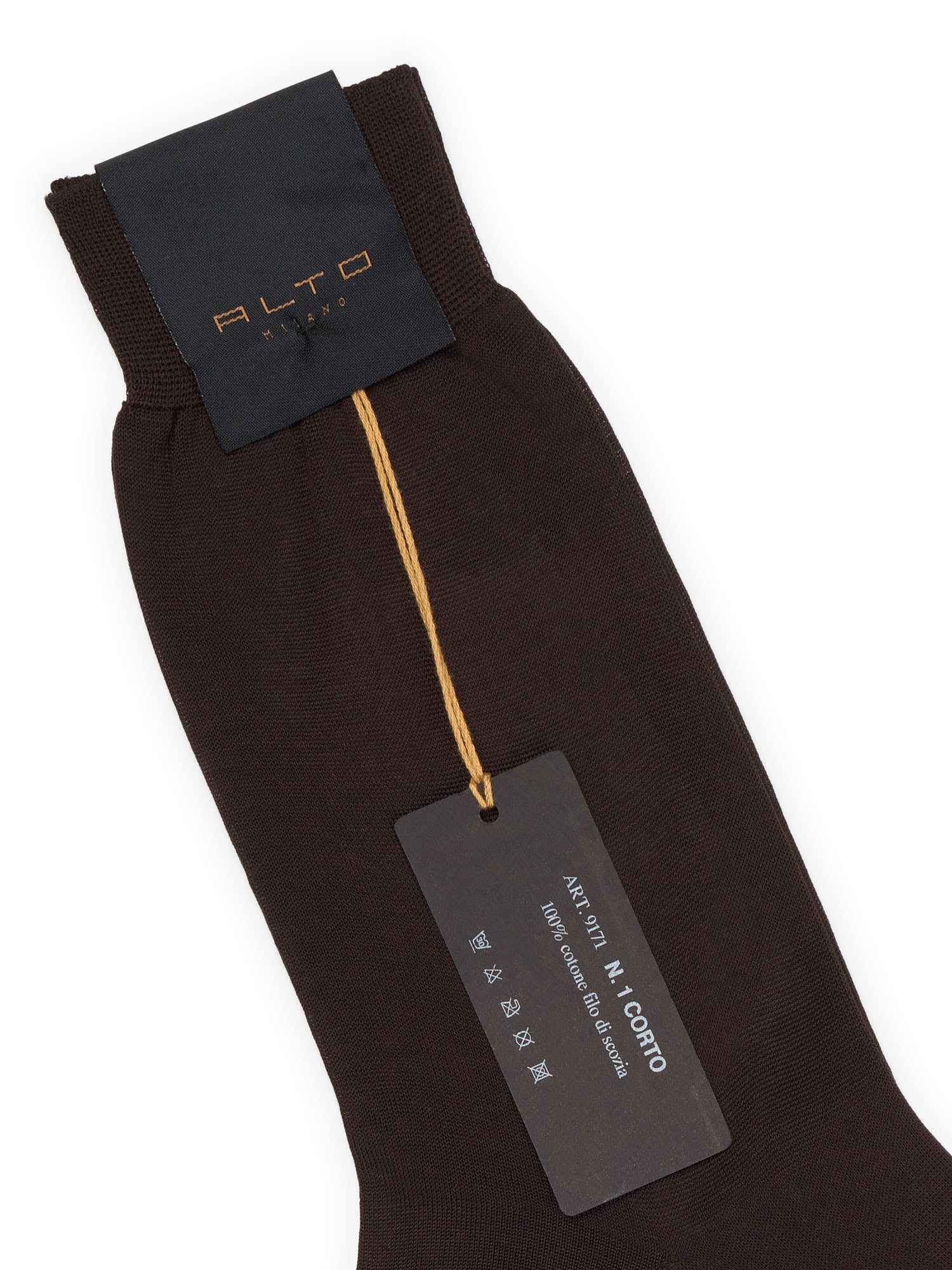 ALTO Milano Brown Cotton Knit Mid Calf Length Socks