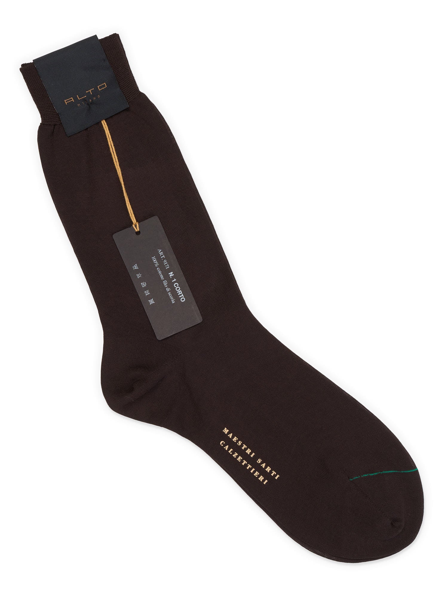 ALTO Milano Brown Cotton Knit Mid Calf Length Socks