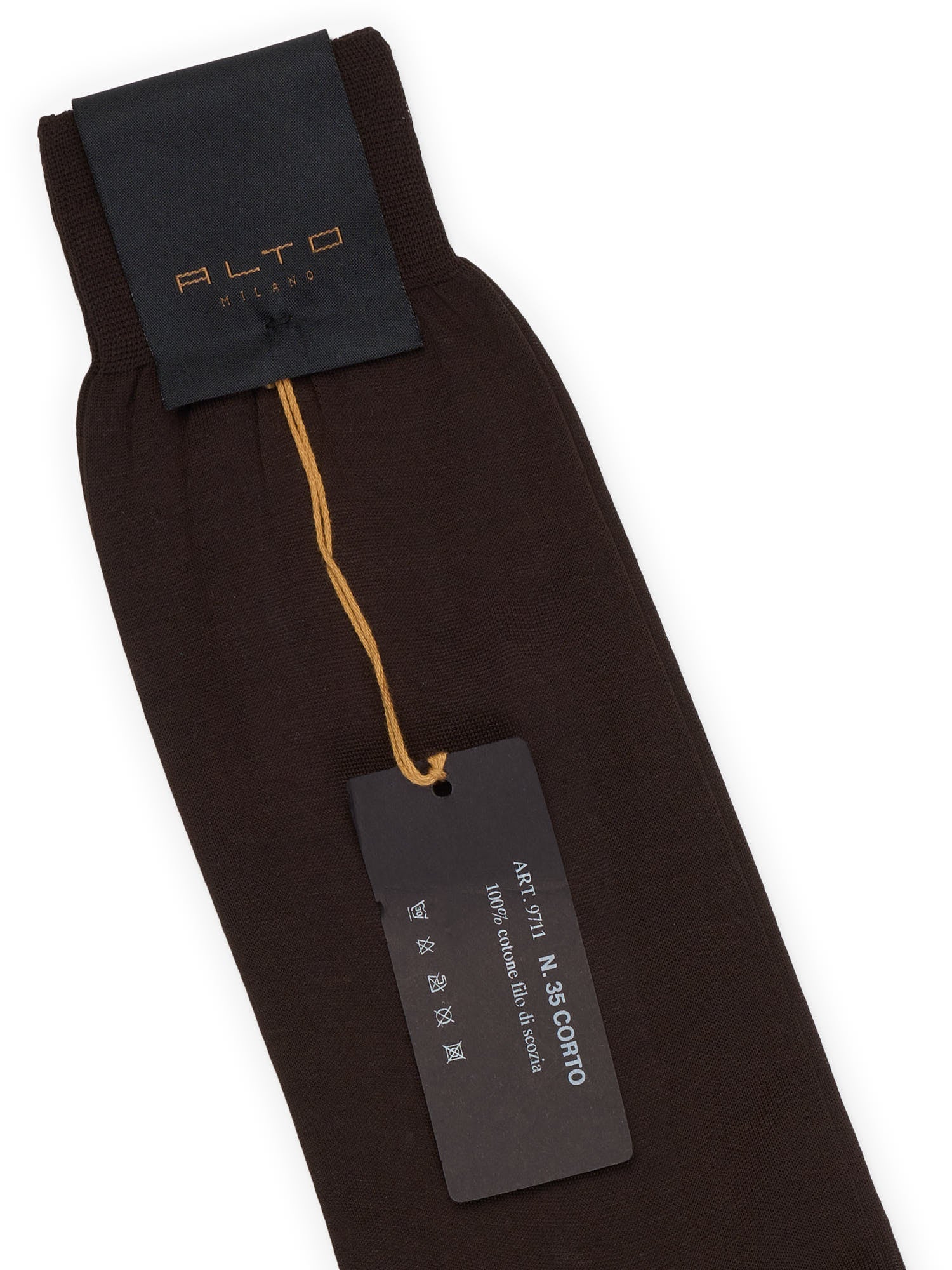 ALTO Milano Brown Cotton Knit Mid Calf Length Socks