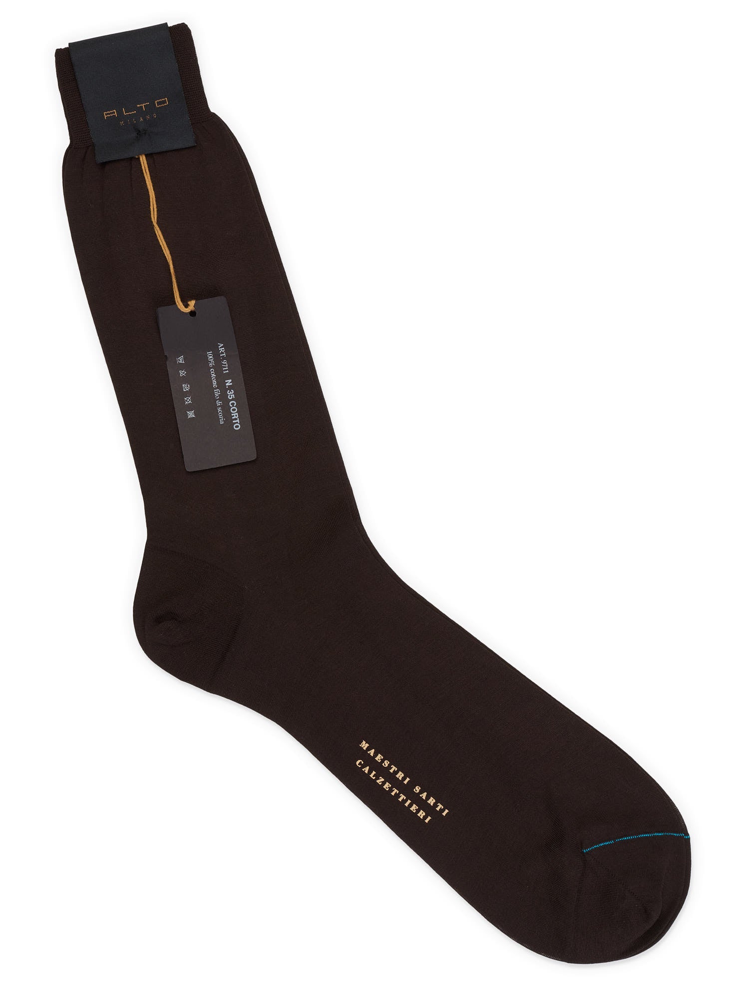 ALTO Milano Brown Cotton Knit Mid Calf Length Socks