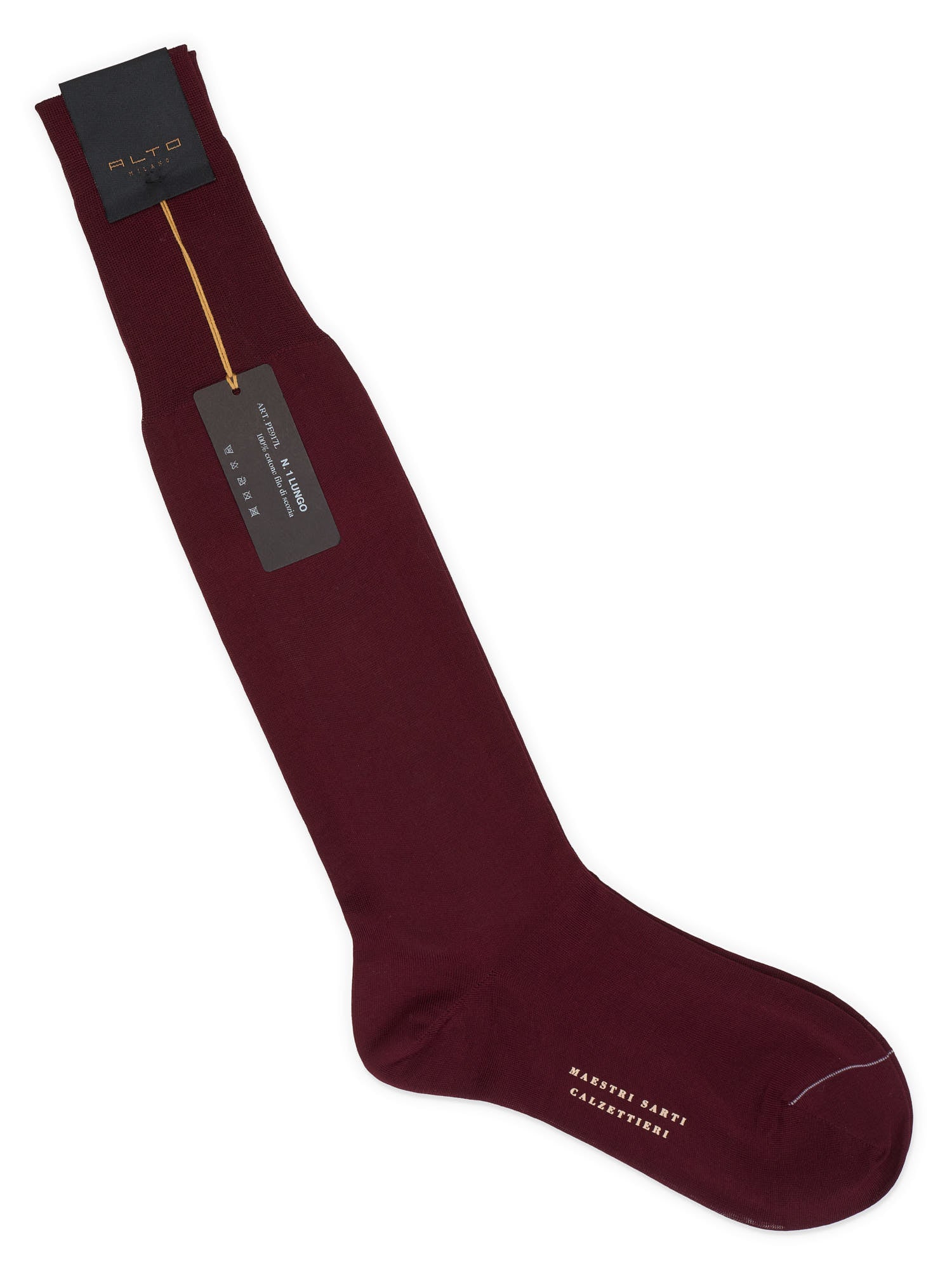 ALTO Milano Burgundy Cotton Knit Long Calf Length Socks