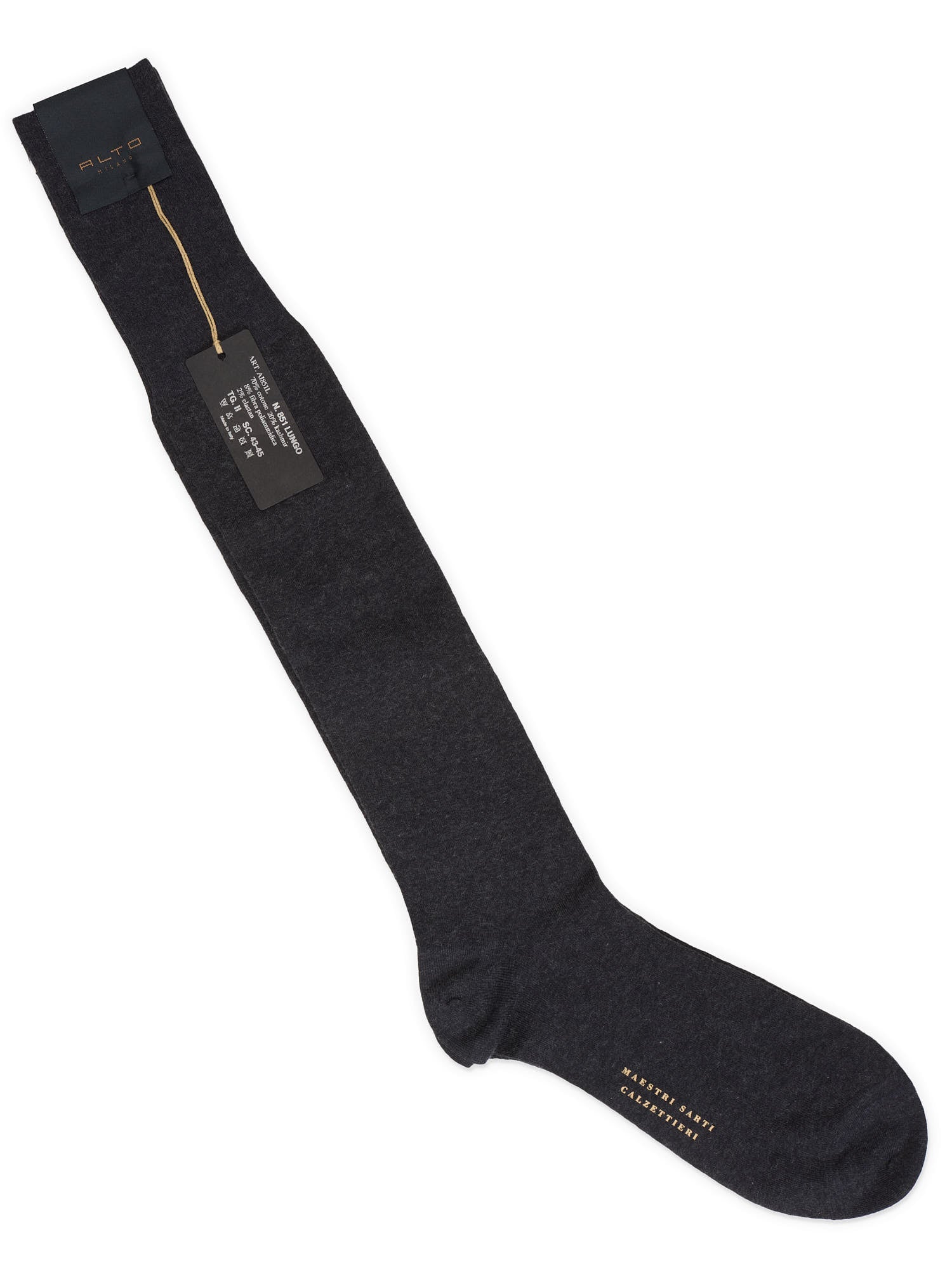 ALTO Milano Gray Cotton-Cashmere Long Calf Length Socks