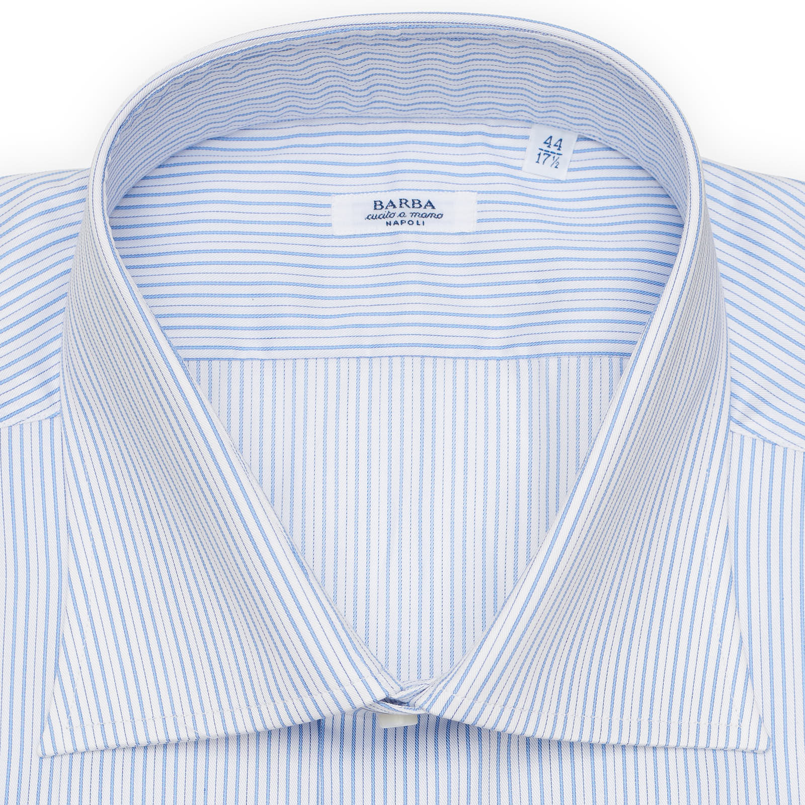 BARBA Napoli Blue-White Striped Twill Cotton French Cuff Dress Shirt EU 44 NEW US 17.5
