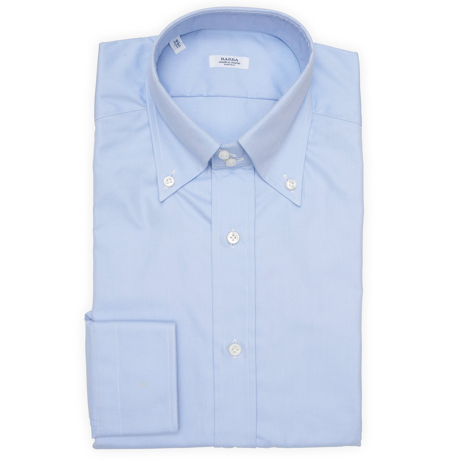 BARBA Napoli Blue Twill Cotton Button-Down Dress Shirt EU 38 NEW US 15